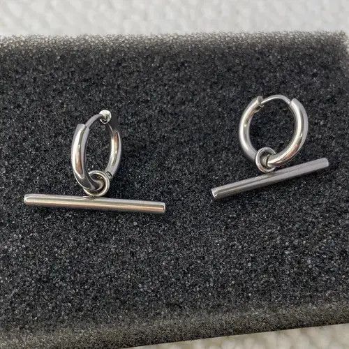 Designer × Jewelry Titanium Steel Dangle Drop Earrings for Men Women Size ONE SIZE - 2 Thumbnail
