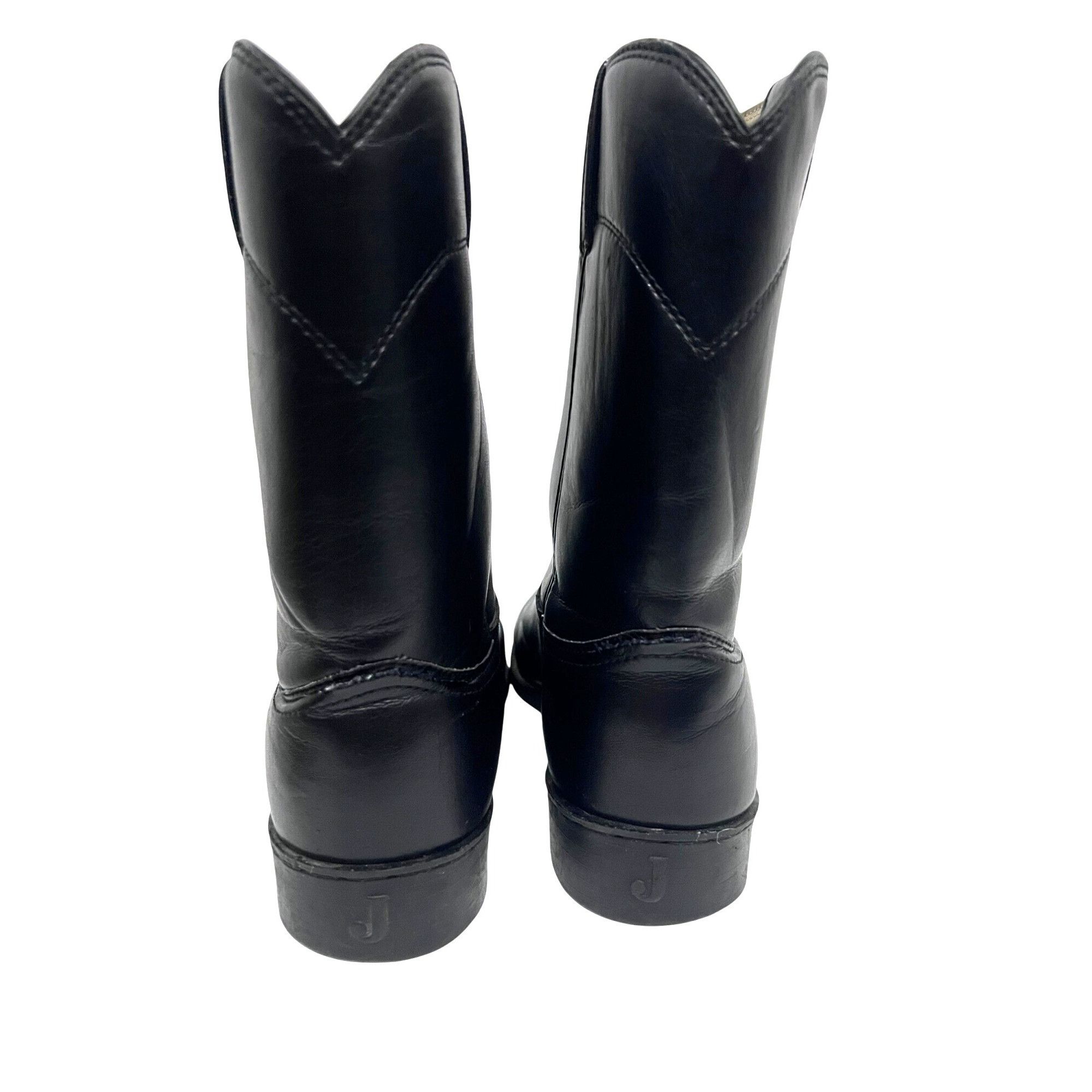 Justin Boots Justin Basics Mens Black Leather Western Cowboy Roper Boots Size US 10 / EU 43 - 4 Thumbnail