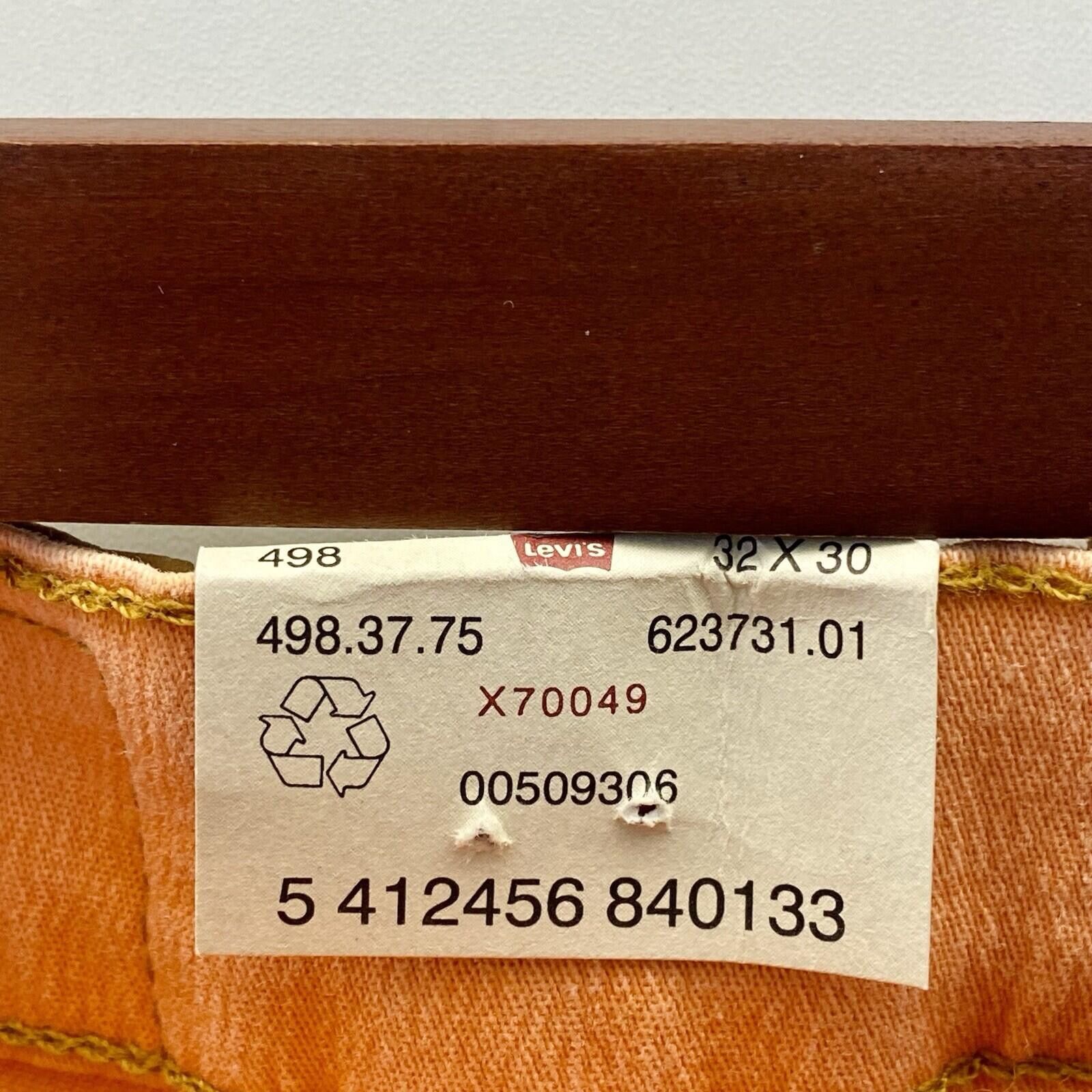 Levi's NWT LEVI'S 498 Orange Skinny Jeans 32x30 Made in Italy Size 32" / US 10 / IT 46 - 8 Thumbnail