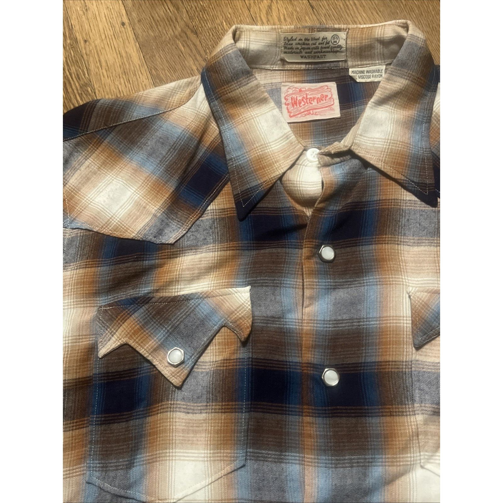 The Unbranded Brand Vtg 50s Heavy Rayon Shadow Plaid Shirt Sawtooth Pearl Snap M Size US M / EU 48-50 / 2 - 10 Thumbnail