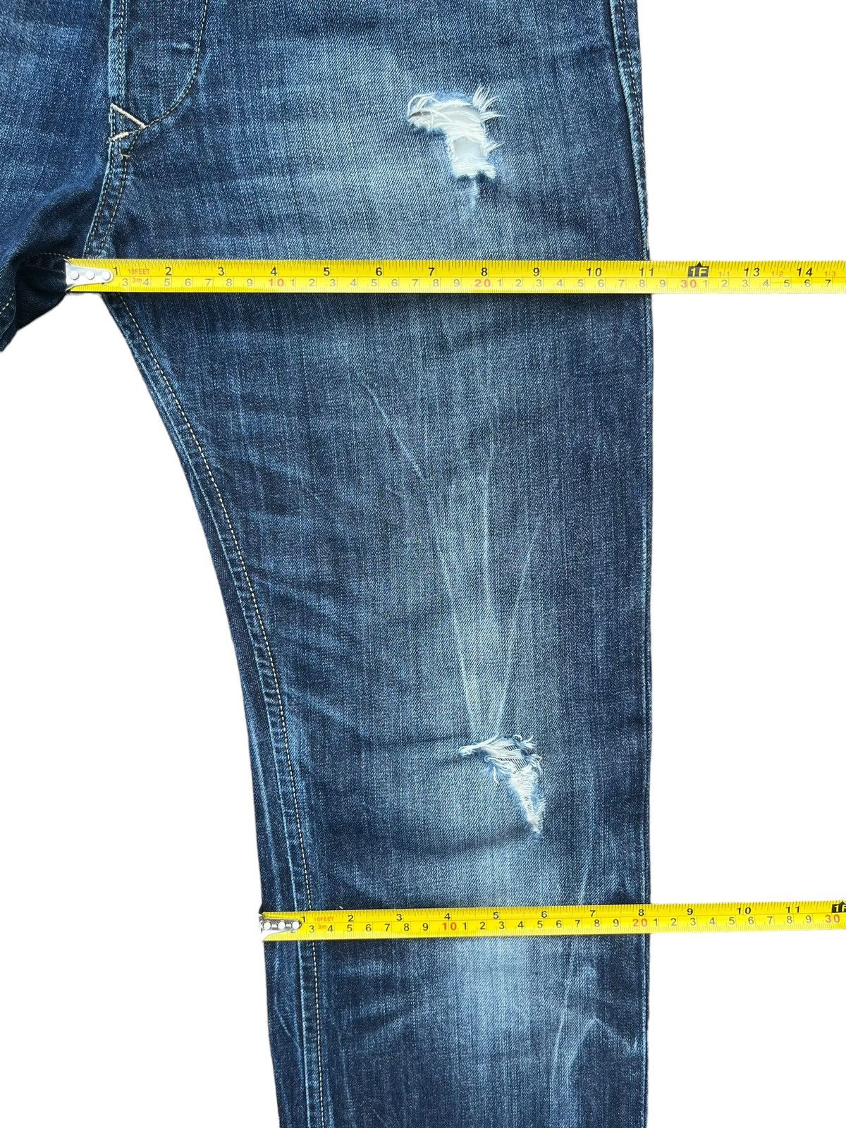 Diesel Vintage Diesel Destroy Buttonfly Blue Washed Straight Jeans Size US 31 - 17 Thumbnail