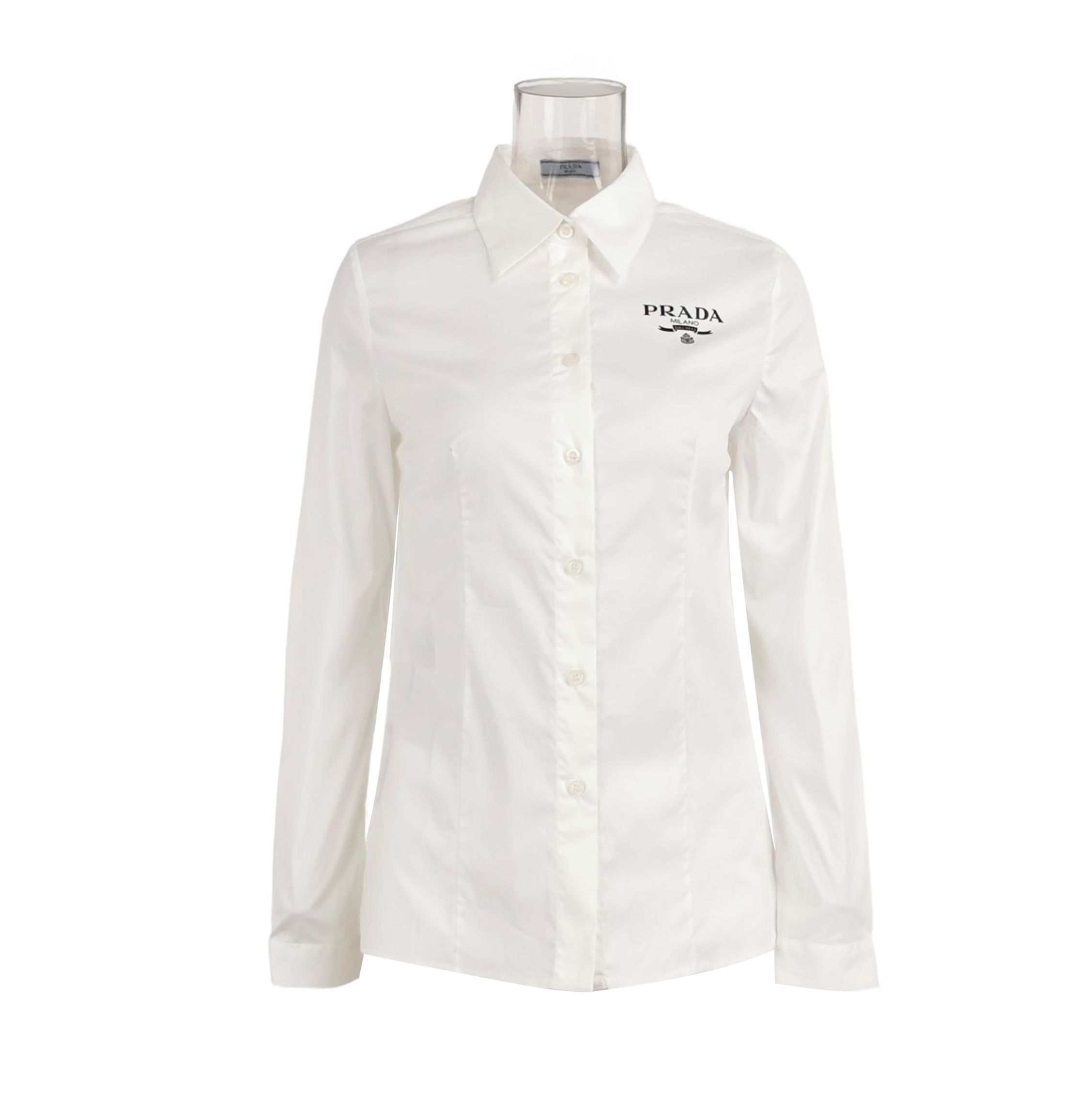 Prada Prada Logo Cotton Button-Up Shirt for Women - dmc Size M / US 6-8 / IT 42-44 - 1 Thumbnail