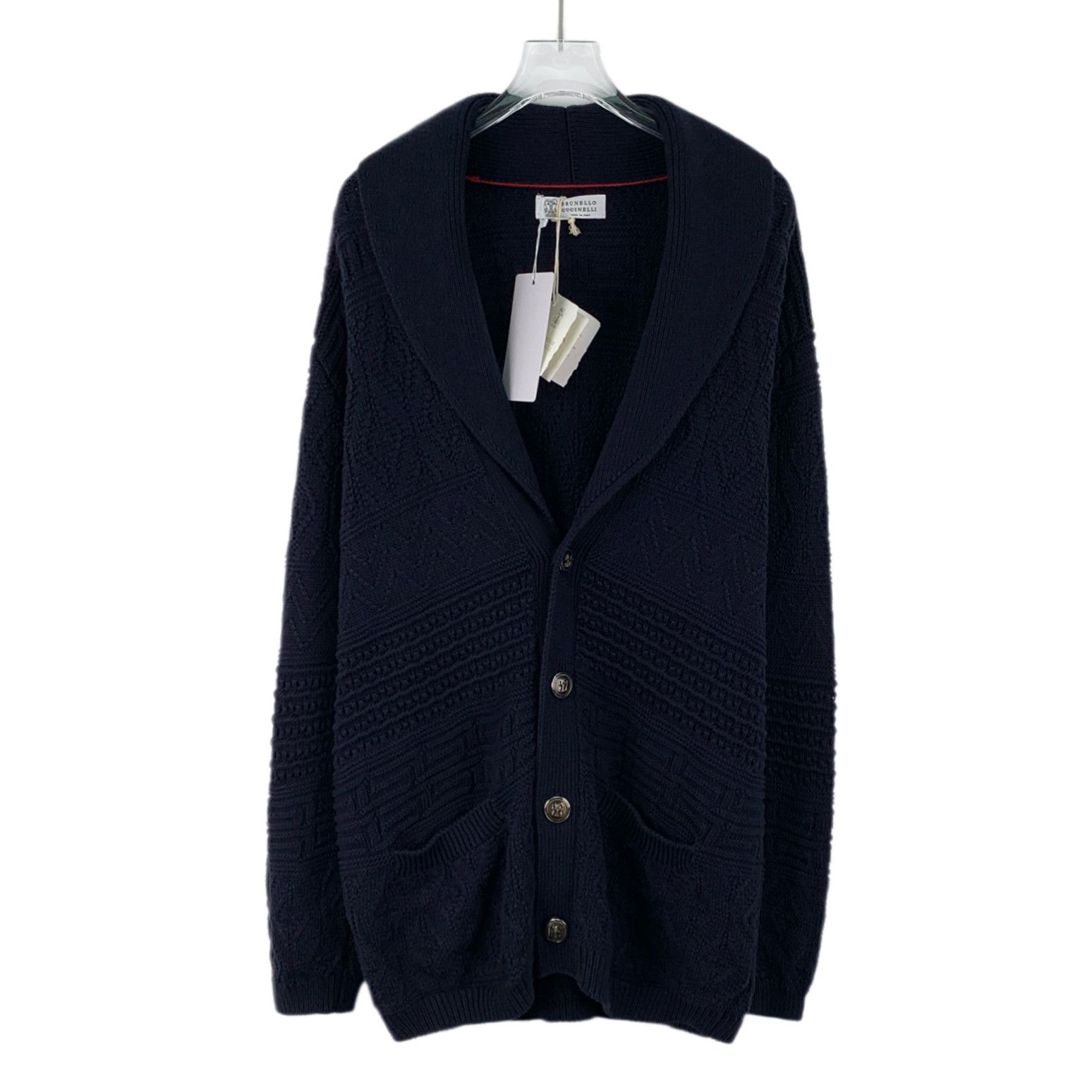 Brunello Cucinelli Brunello Cucinelli Jacquard Cardigan Navy (52) Size US L / EU 52-54 / 3 - 1 Thumbnail