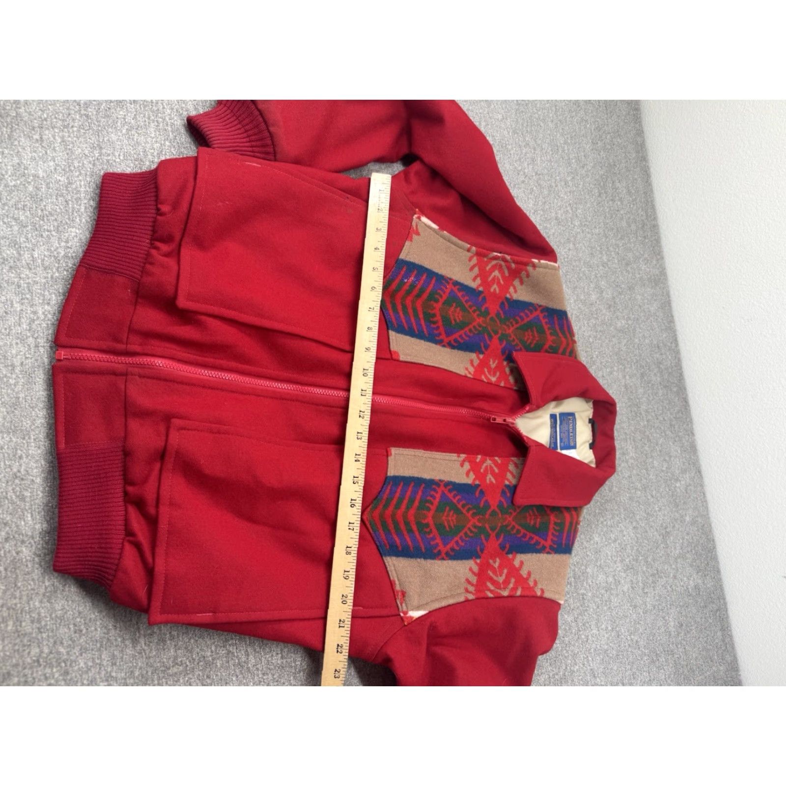 Pendleton VINTAGE Pendleton Jacket Mens M Red Wool Aztec Navajo High Grade Western USA Bomber Jacket Full Zip Pockets 90s Tribal USA Mens Size US M / EU 48-50 / 2 - 5 Thumbnail
