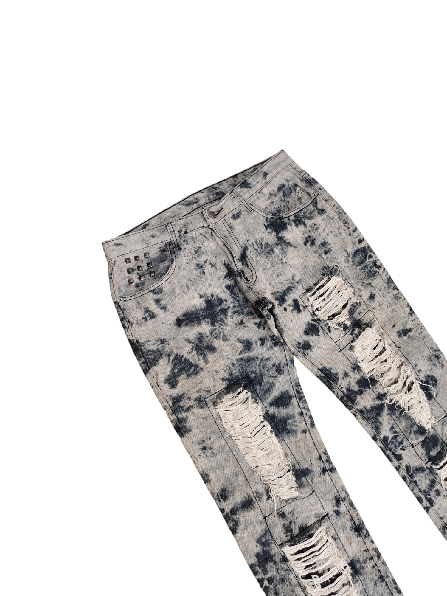 Share Spirit Homme Berning Sho Bleach Wash Distressed Denim Pants Punk Gothic Size US 33 - 7 Thumbnail