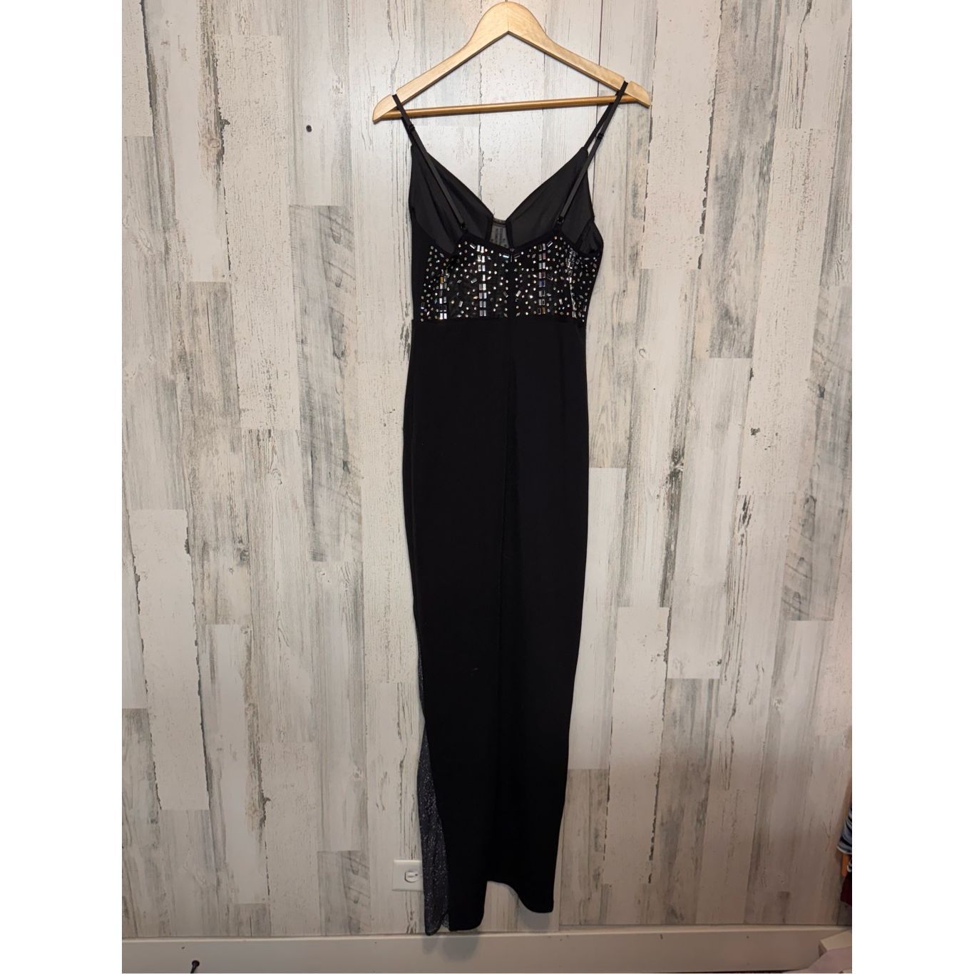 Other Black Rhinestone Mesh Evening Gown – Slit Maxi Dress, Size M Size M / US 6-8 / IT 42-44 - 7 Thumbnail