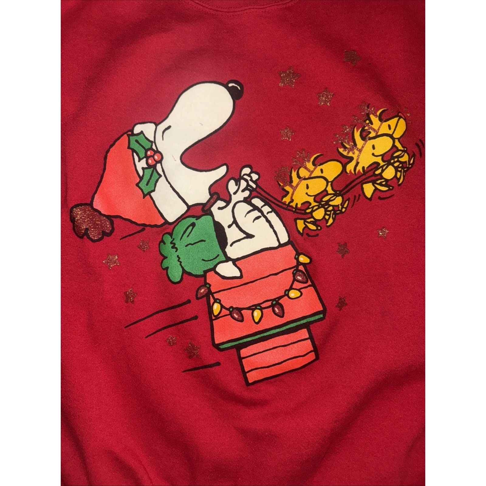 Peanuts × Vintage Vintage Snoopy Christmas Sweatshirt Red XXL USA Peanuts Size US XXL / EU 58 / 5 - 2 Thumbnail