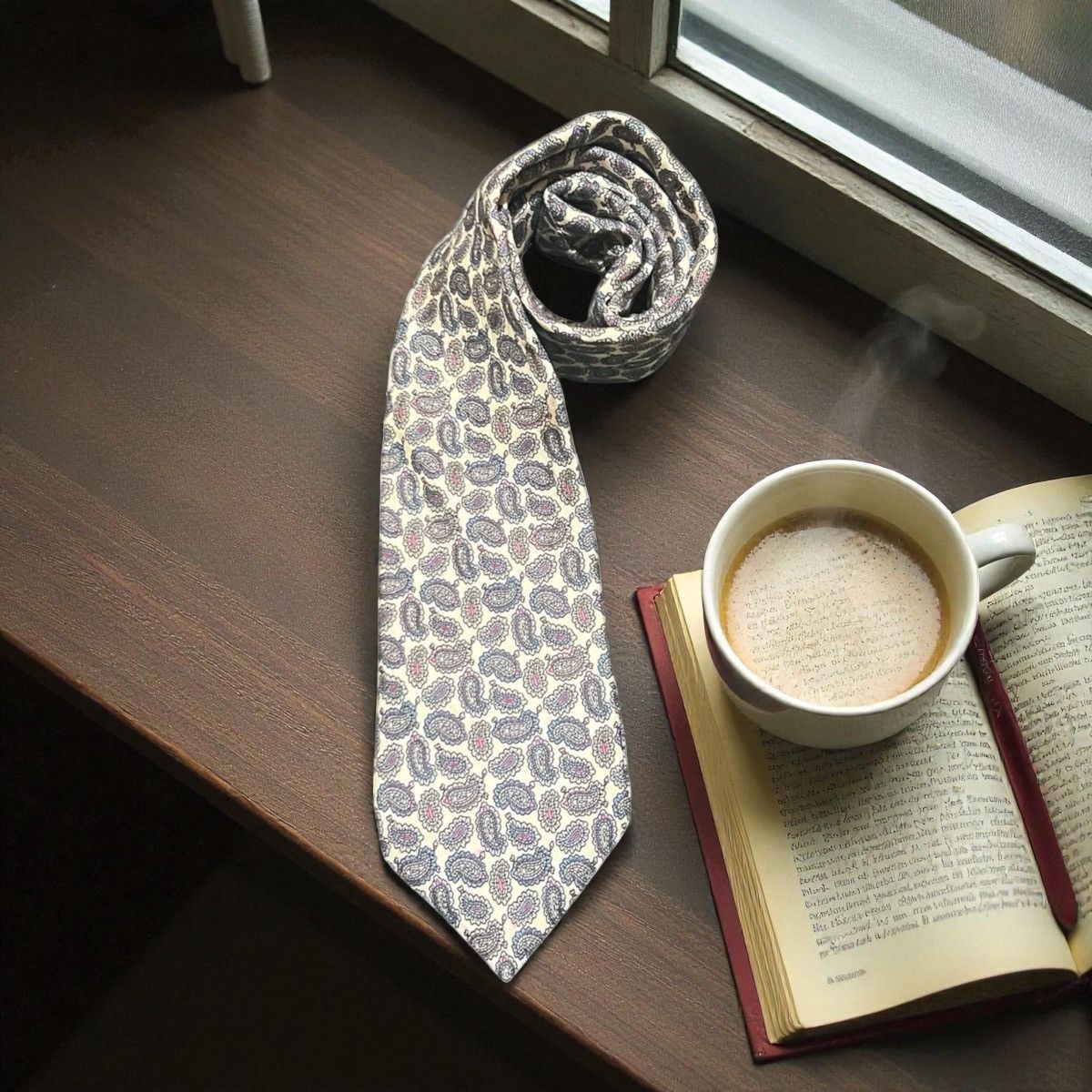 Christian Dior Monsieur Christian Dior Monsieur Paisley Silk Tie Beige Made in USA Size ONE SIZE - 1 Thumbnail