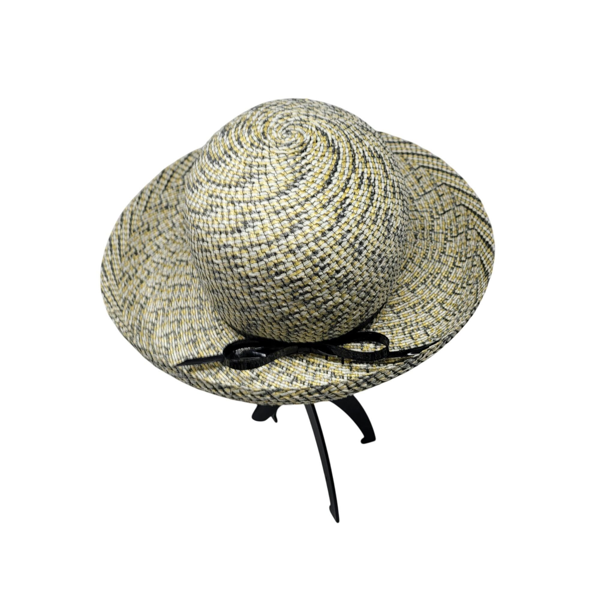Vintage Vtg 60s Terry B. Womens Woven Straw Sun Hat Yellow Checkered Size ONE SIZE - 8 Thumbnail