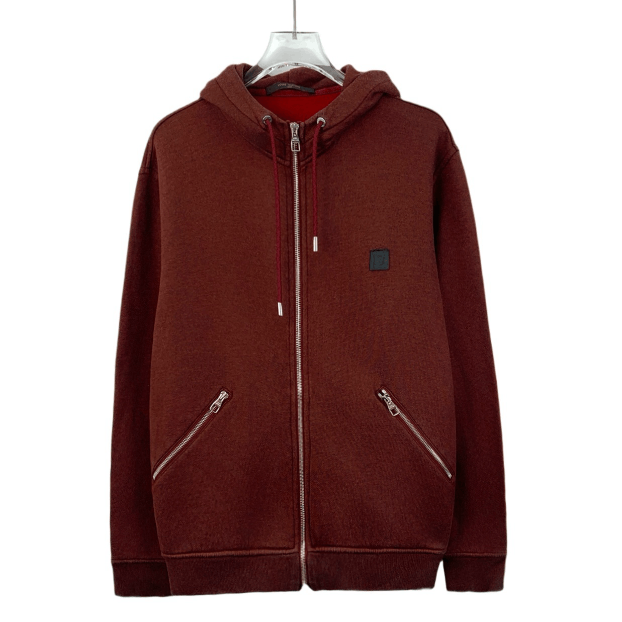 Louis Vuitton Louis Vuitton Red Logo Patch Cotton Zip Hoodie (Size S) Size S / US 4 / IT 40 - 1 Thumbnail