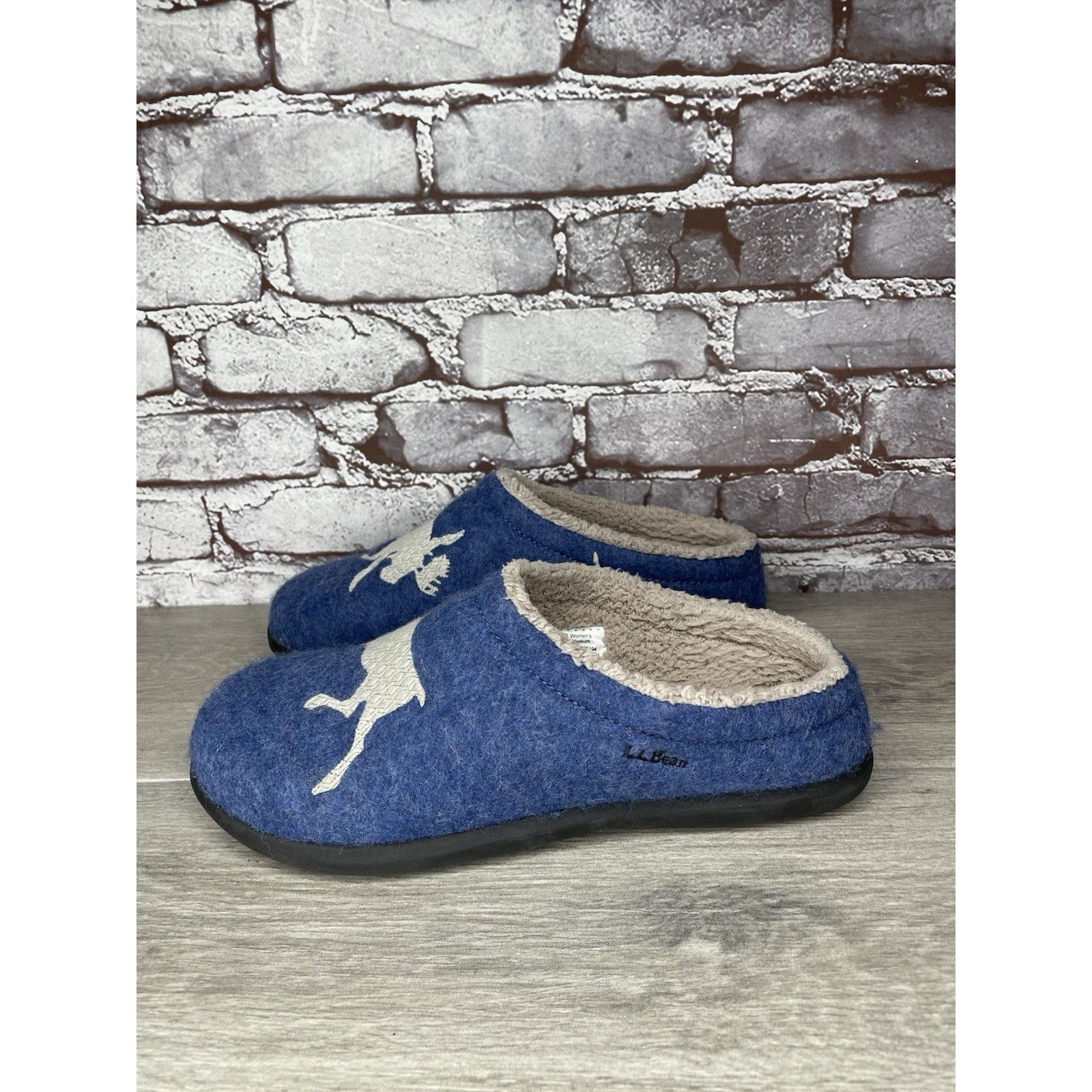 L.L. Bean LL Bean Daybreak Scuffs Blue Moose Motif Wool Clog Slippers Size US 10 / IT 40 - 21 Thumbnail