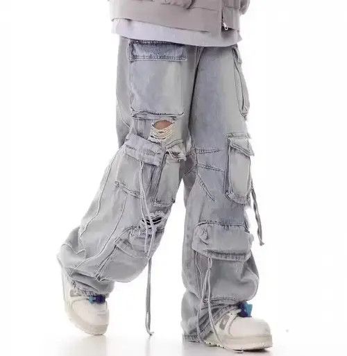 Japanese Brand Street hip hop grunge ripped wide leg jeans Size US 32 / EU 48 - 4 Thumbnail