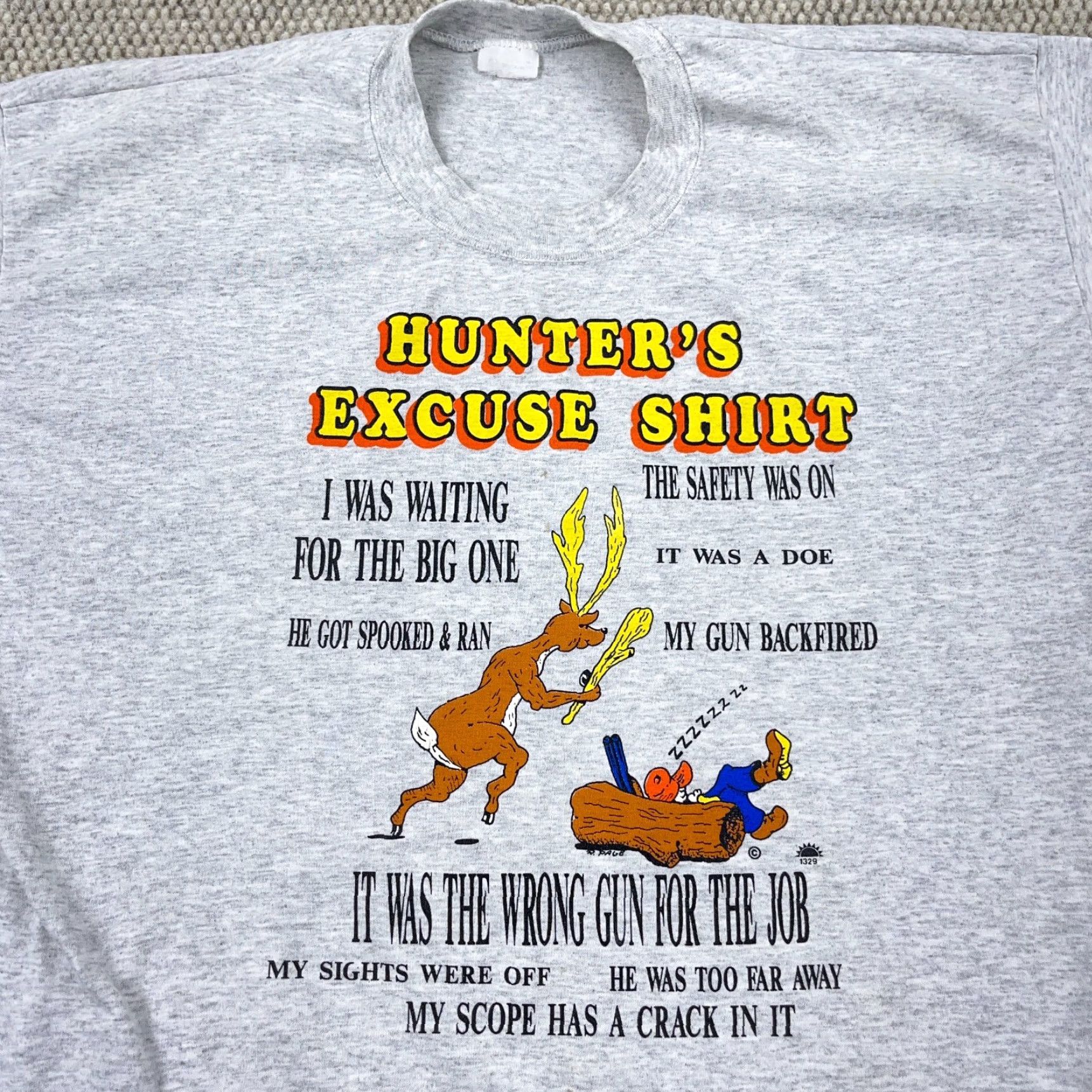 Vintage Vintage Hunter's Excuse Shirt Men Large Gray Tee 90s Single Stitch Joke Funny Size US L / EU 52-54 / 3 - 2 Thumbnail