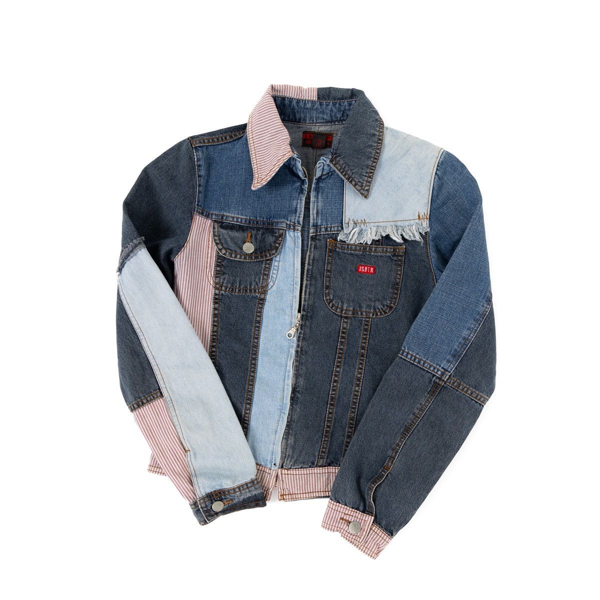 Vintage Vintage Womens Denim Patchwork Jacket Blue Mixed Fabric Zip Size S / US 4 / IT 40 - 3 Thumbnail