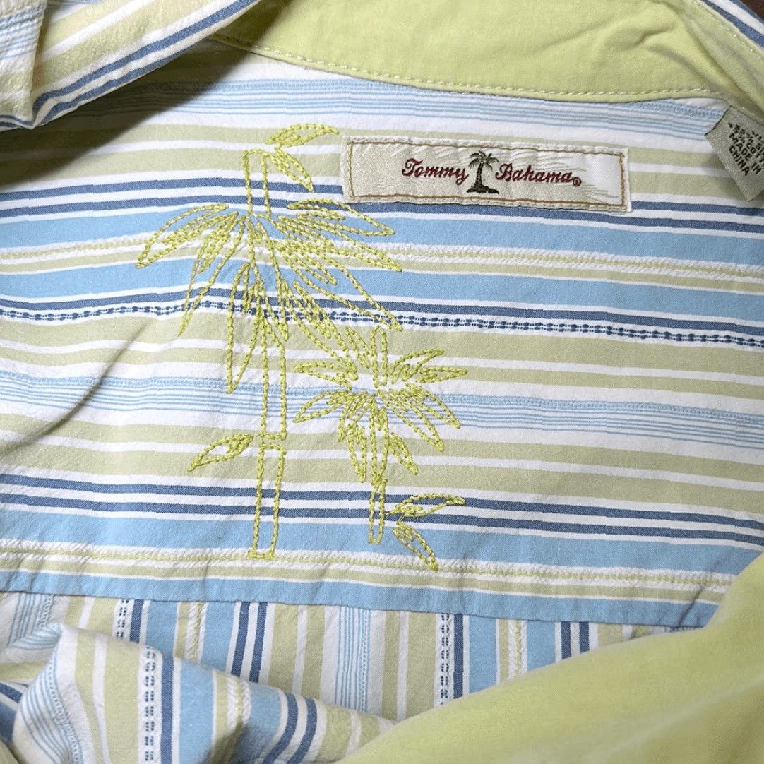 Tommy Bahama Tommy Bahama Shirt Striped Short Sleeve Silk Blend Yellow Blue XL Mens Button-Up Blue XL Mens 90s Size US XL / EU 56 / 4 - 6 Thumbnail