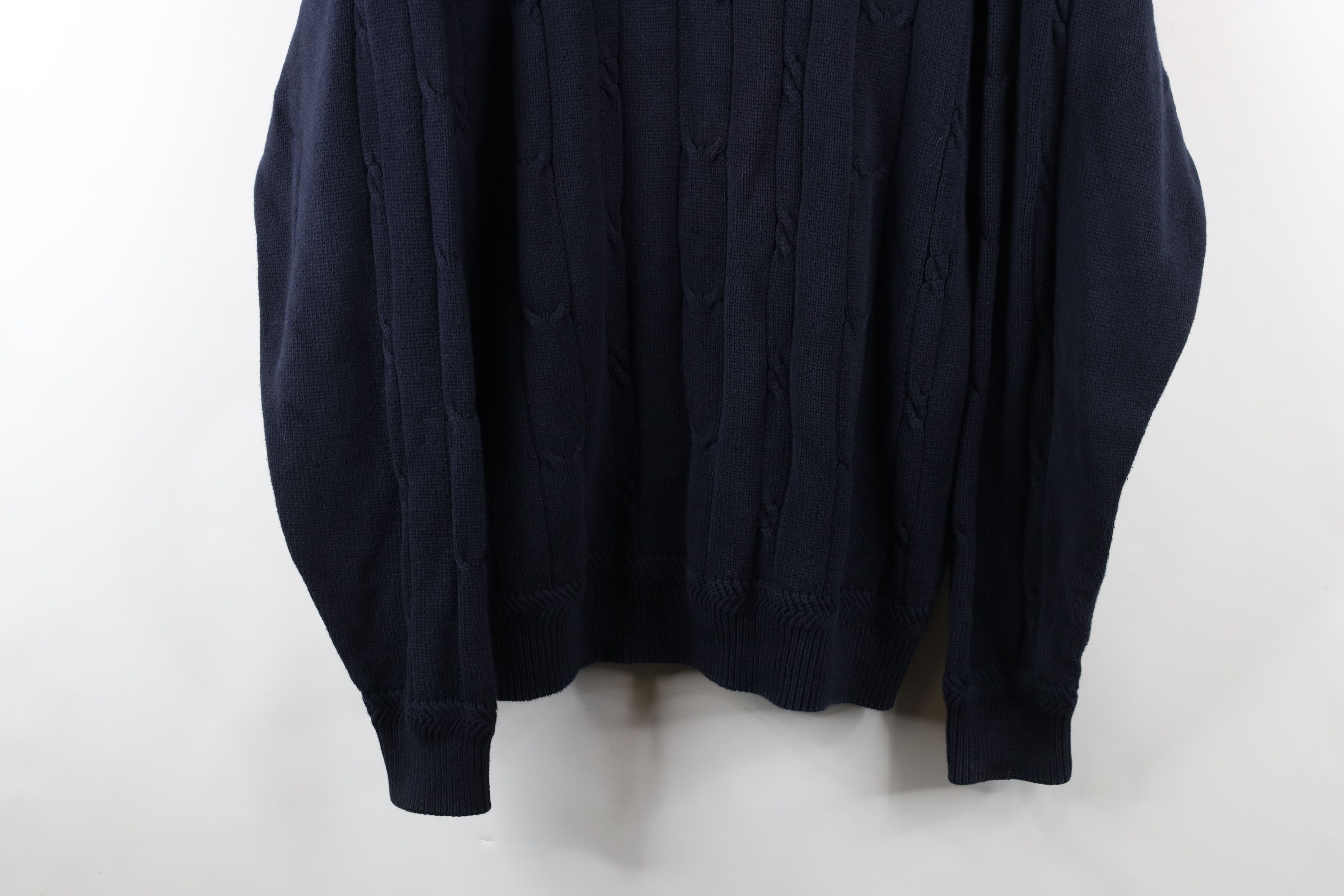 Nautica × Vintage Vintage 90s Nautica Cable Knit Crewneck Sweater Navy Blue Size US XL / EU 56 / 4 - 3 Thumbnail