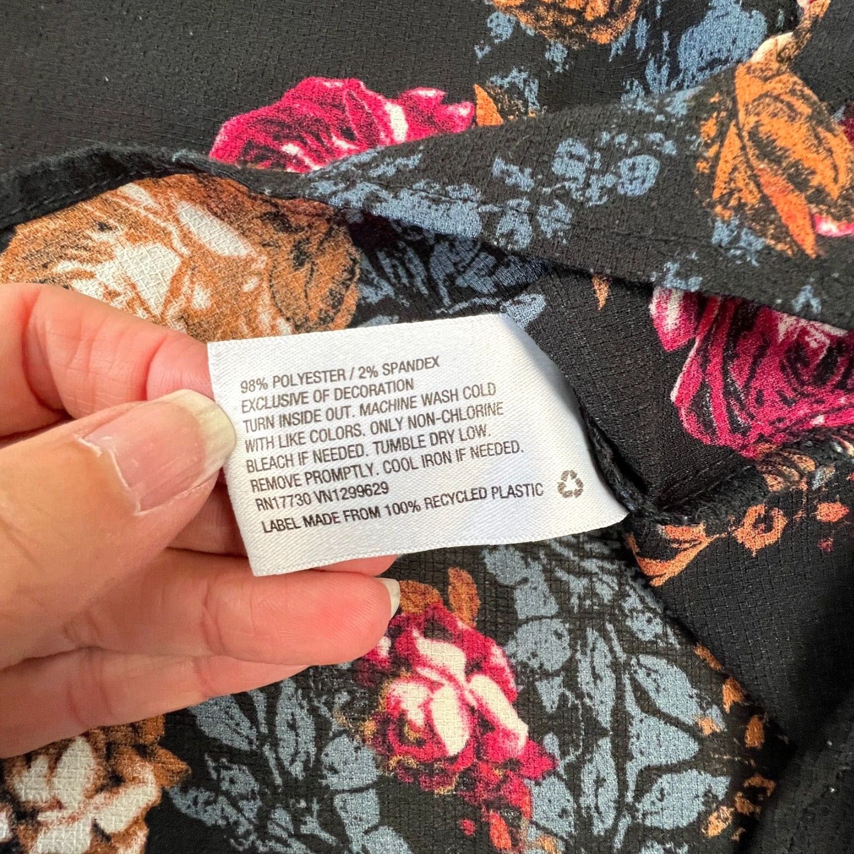 Vintage Knox Rose Womens XS Top Black Floral Boho Blouse Flowy Oversized Long Sleeve Size XS / US 0-2 / IT 36-38 - 5 Thumbnail