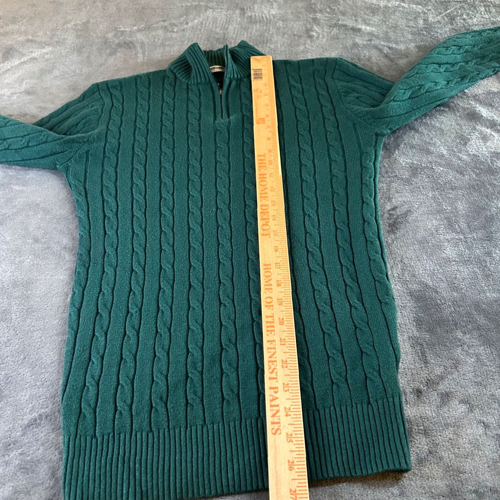 Vintage COOFANDY Cable Knit Quarter Zip Pullover Sweater Green Mens Medium Size US M / EU 48-50 / 2 - 7 Thumbnail