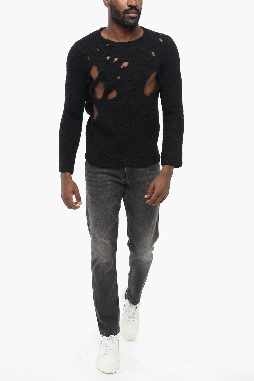 Comme des Garcons og1mm0426 Distressed Wool Crewneck Sweater in Black Size US M / EU 48-50 / 2 - 4 Thumbnail
