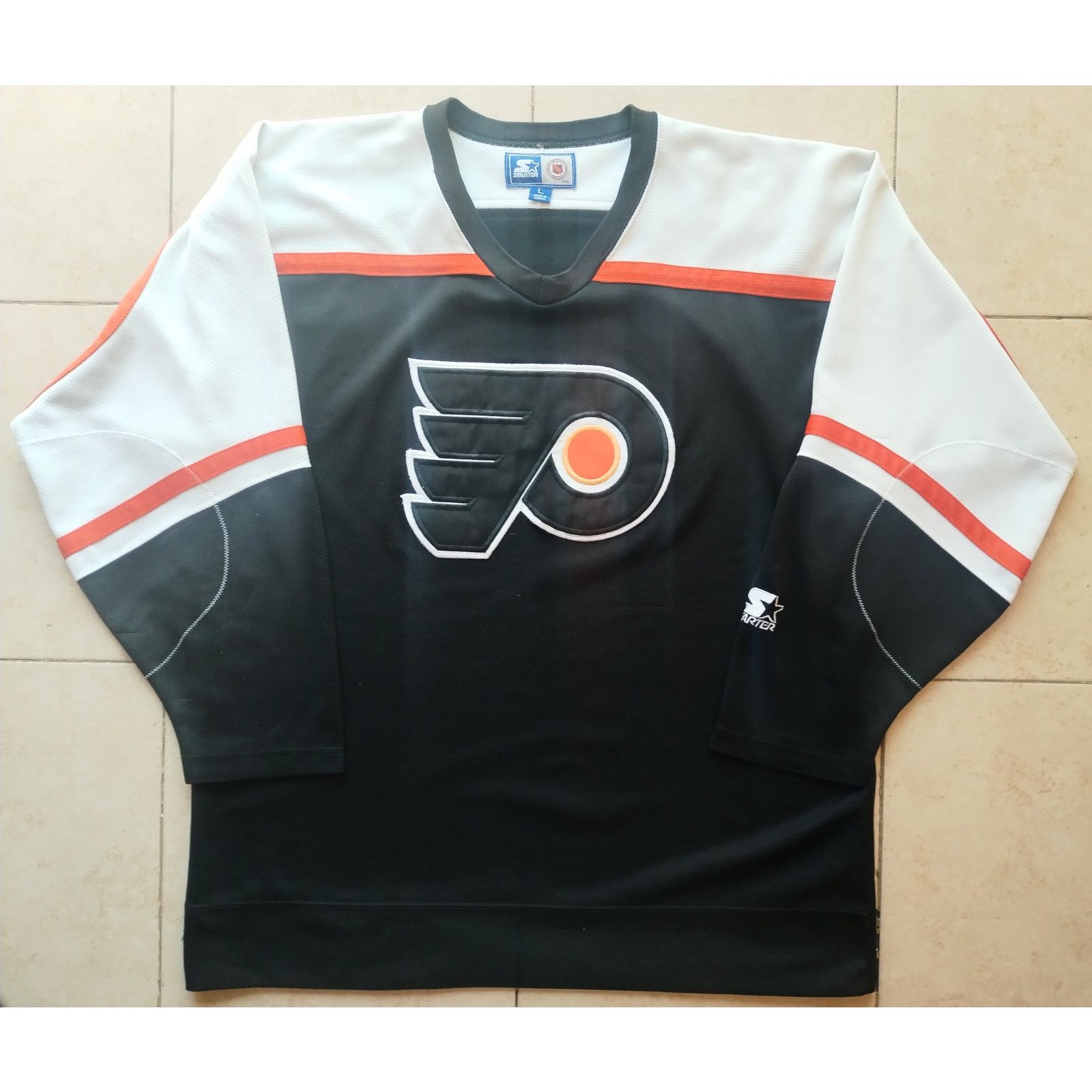 Philadelphia Flyers 90s STARTER jersey L blk 3rd hockey vtg