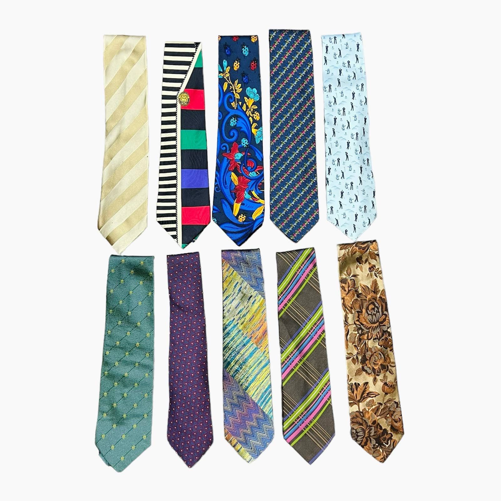 image of Luxury Designer Tie Lot: Versace, Burberry, Hermes, Men's
