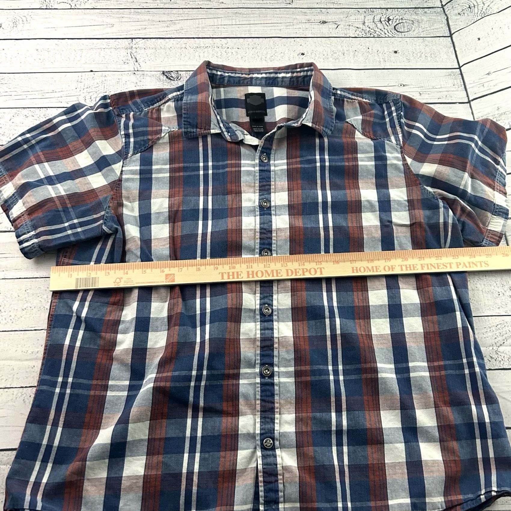 Harley Davidson Harley-Davidson Short Sleeve Plaid Button-Up Shirt Men 2XL Red Blue Size US XXL / EU 58 / 5 - 4 Thumbnail