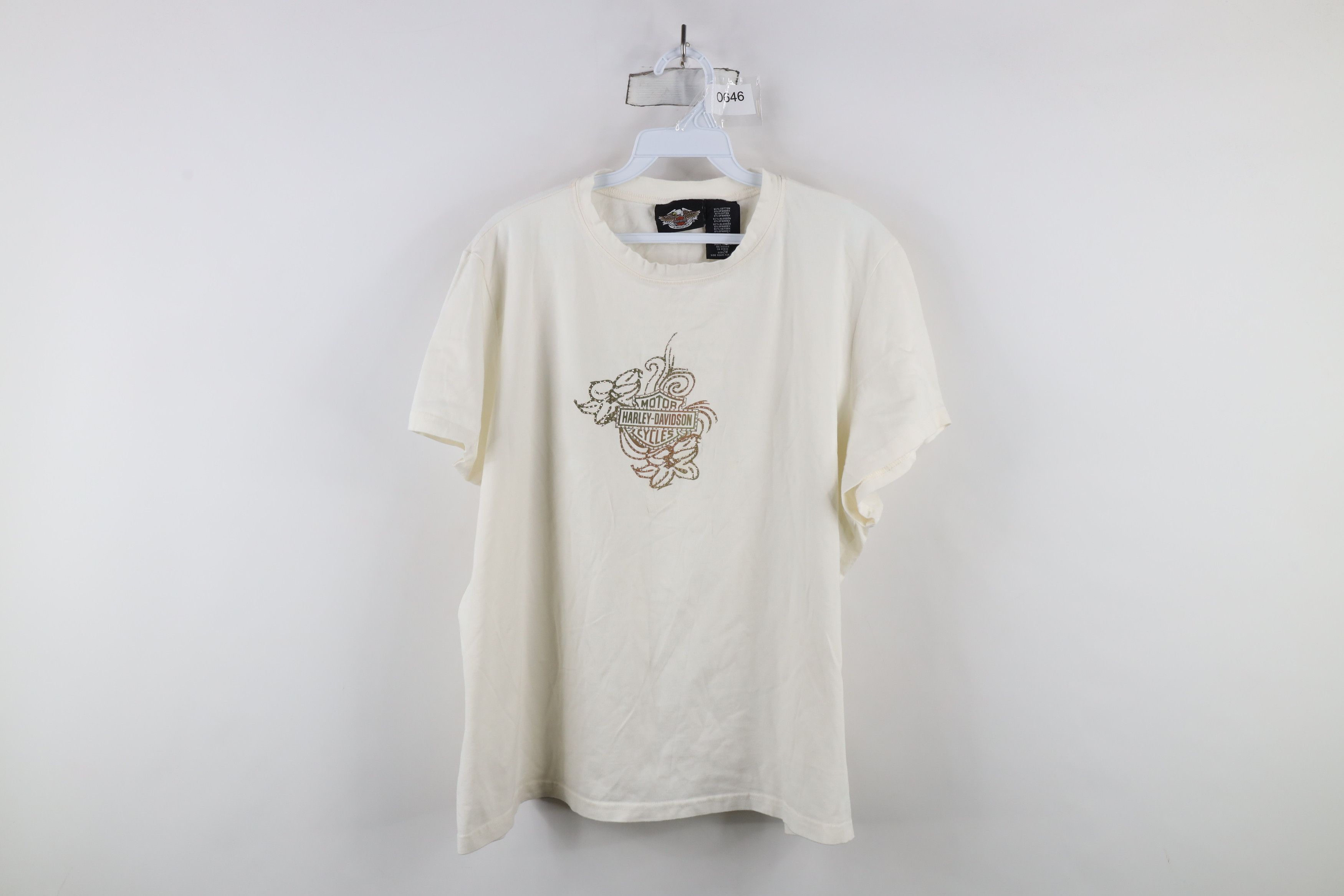 Harley Davidson × Vintage Vintage Y2K Harley Davidson Tribal Flower T-Shirt Cream Size XXL / US 16-18 / IT 52-54 - 1 Thumbnail