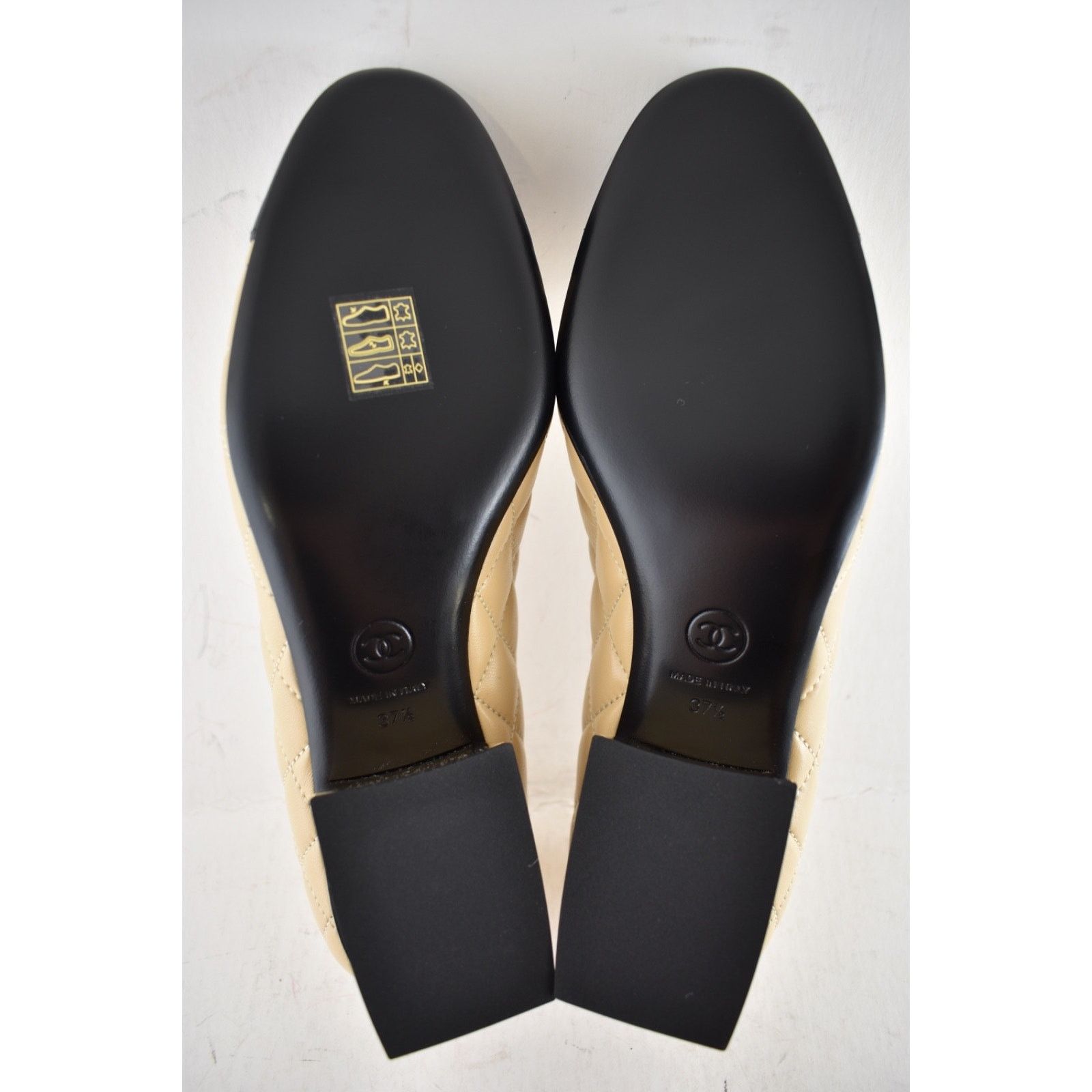 Chanel Chanel 24B Beige Lambskin Quilted CC Block Heel Pumps 37.5 Size US 7.5 / IT 37.5 - 16 Thumbnail