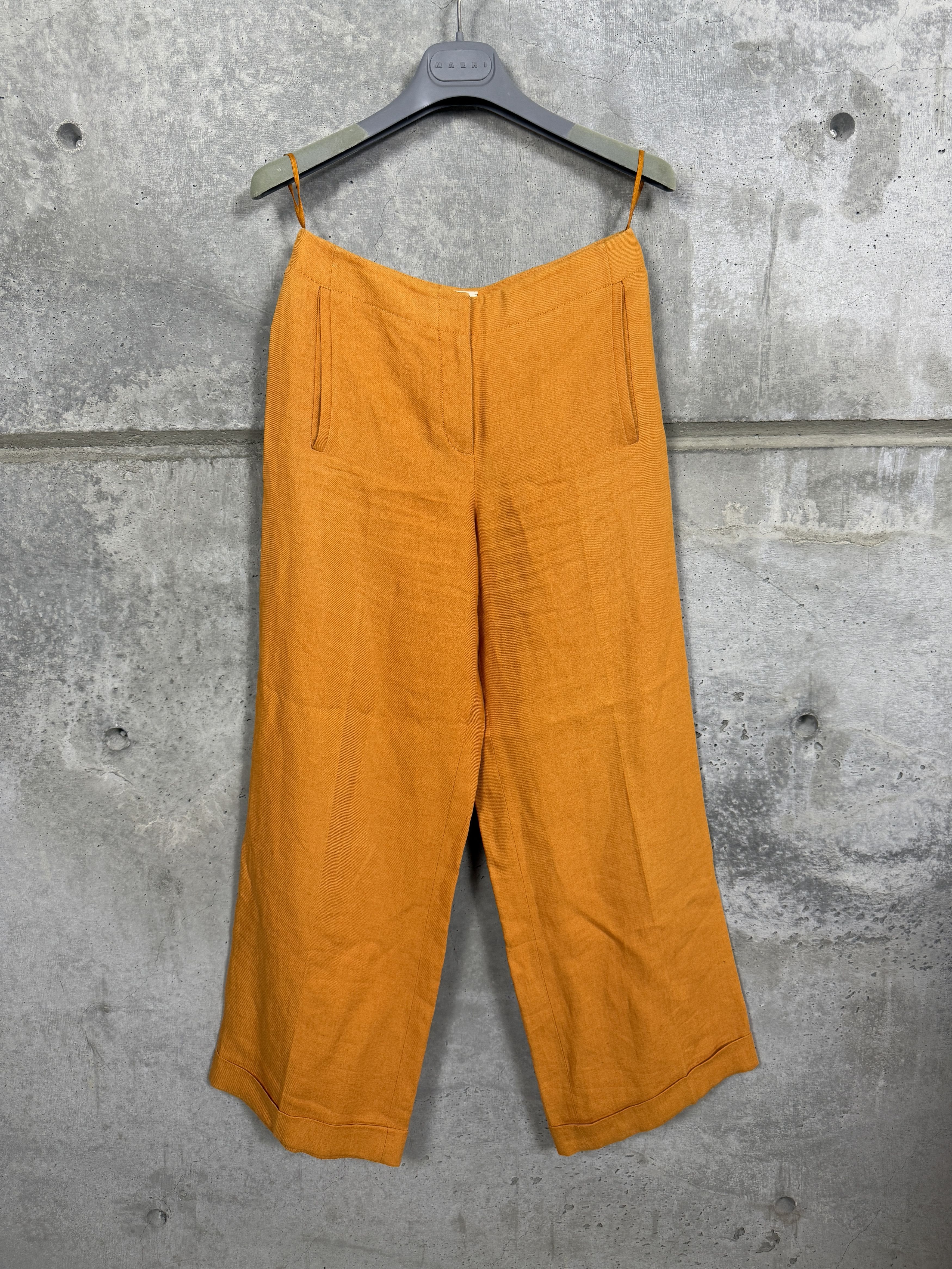 Hermes Hermes by Margiela Orange Linen Wide Leg Pants Size 25" / US 0 / IT 36 - 1 Thumbnail