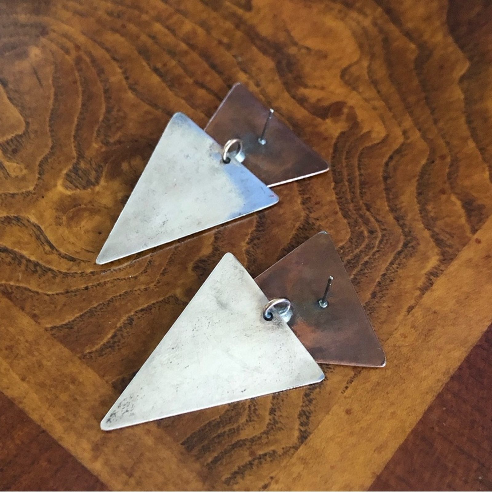 Vintage Vintage hand crafted artist copper and sterling earrings Size ONE SIZE - 9 Thumbnail