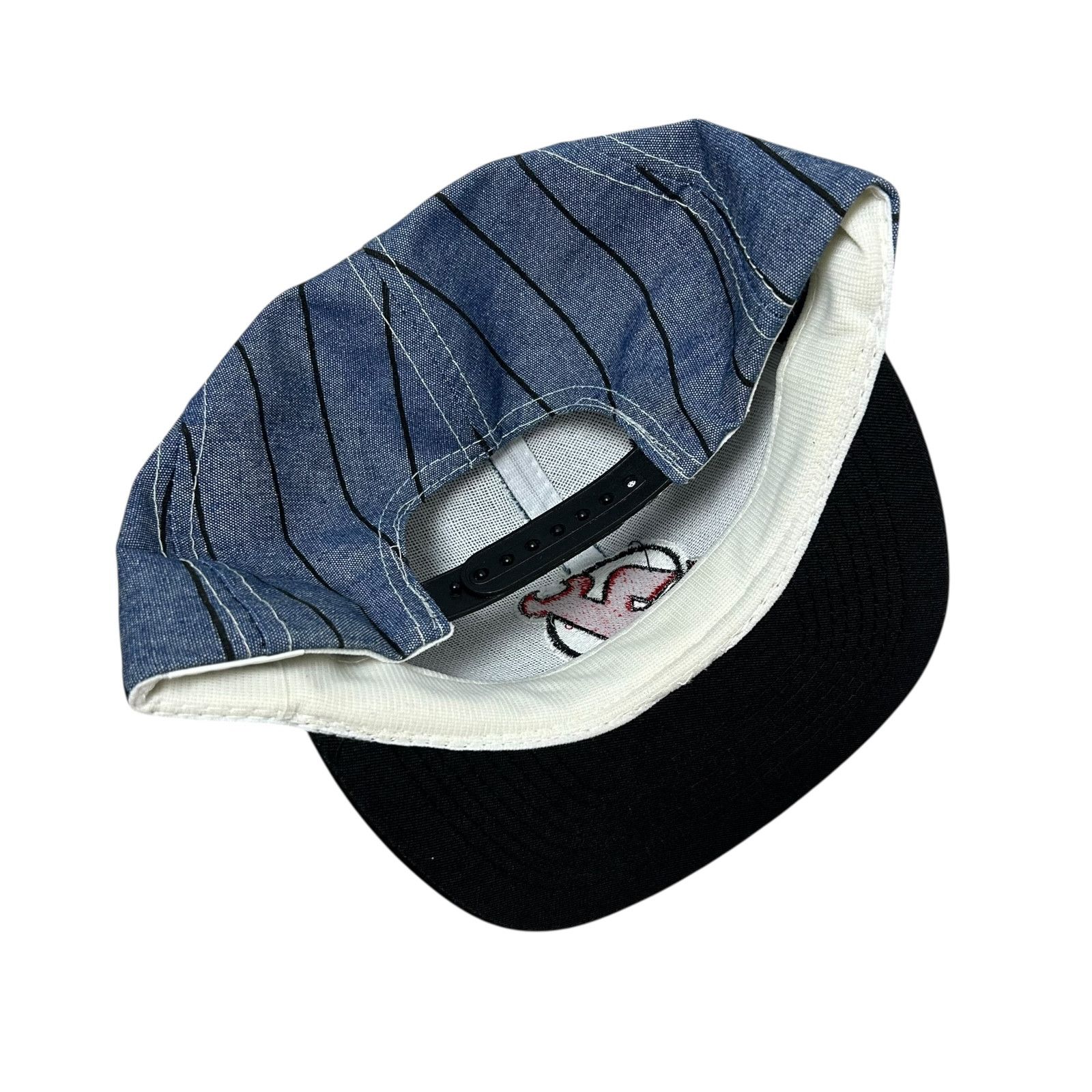 NHL DEADSTOCK VTG 90s NEW JERSEY DEVILS AJD PINSTRIPE SNAPBACK Size ONE SIZE - 4 Thumbnail