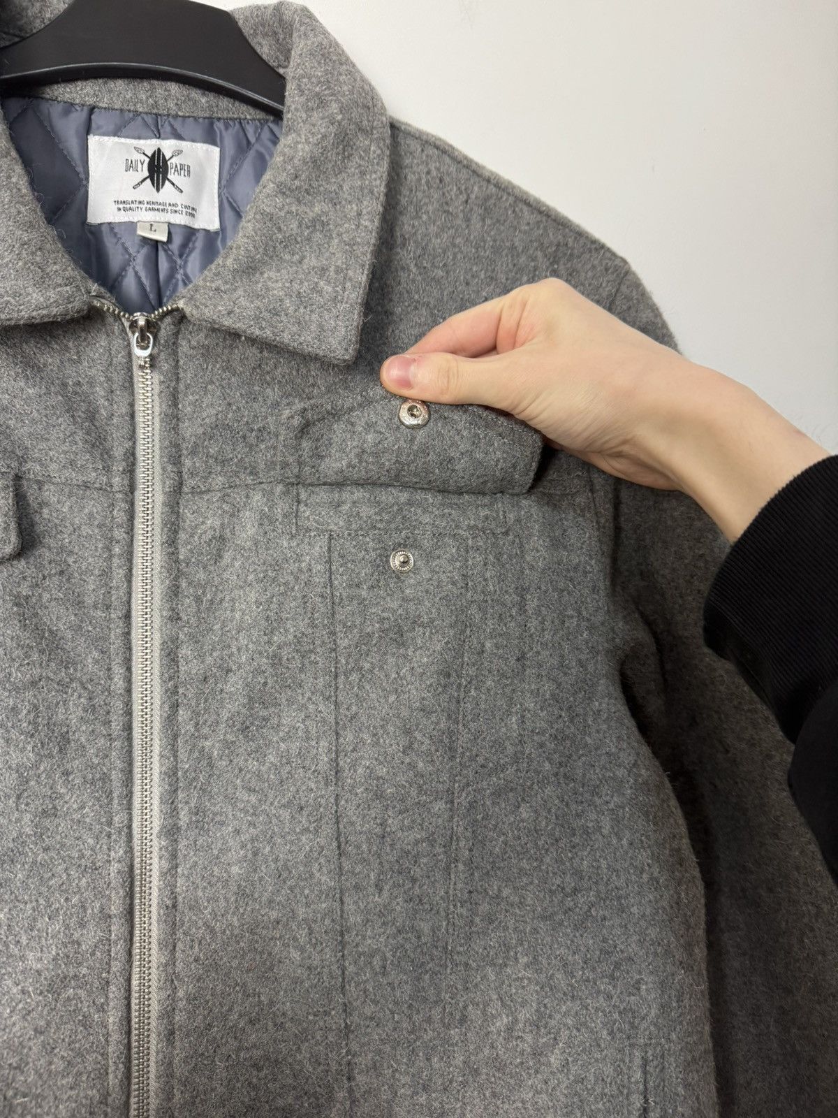 Daily Paper Daily Paper Vintage Grey Wool Trucker Jacket Basic Stlye Size US L / EU 52-54 / 3 - 7 Thumbnail