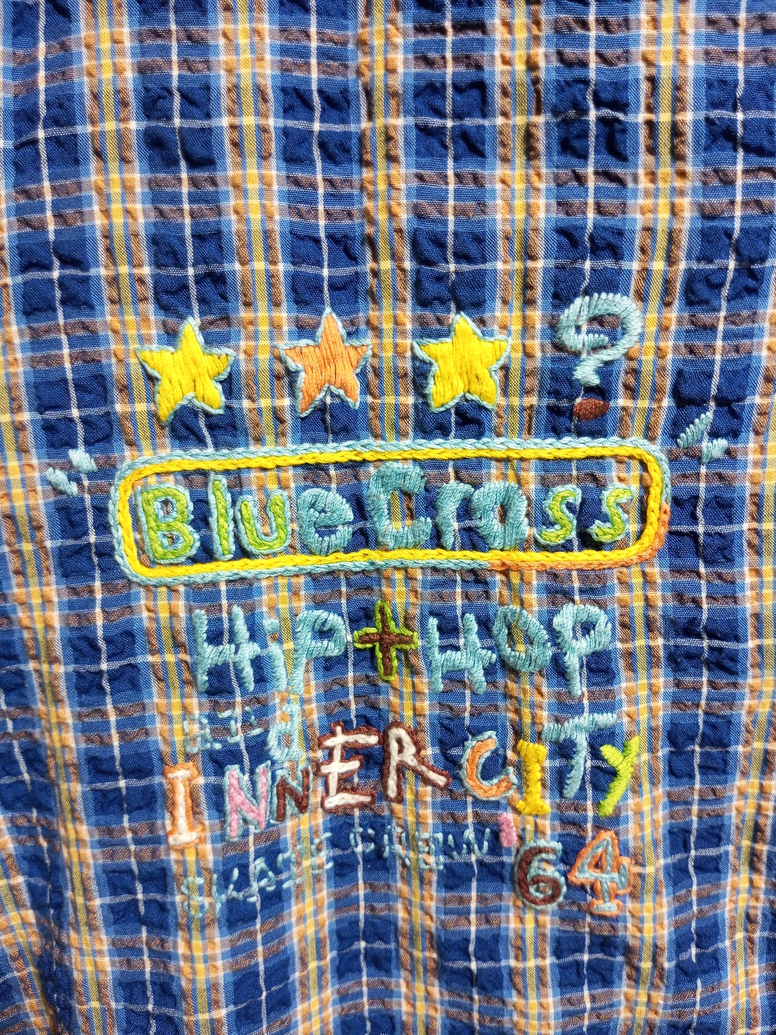 Hysteric Glamour Vintage blue cross hip hop button up shirt Size US L / EU 52-54 / 3 - 5 Thumbnail