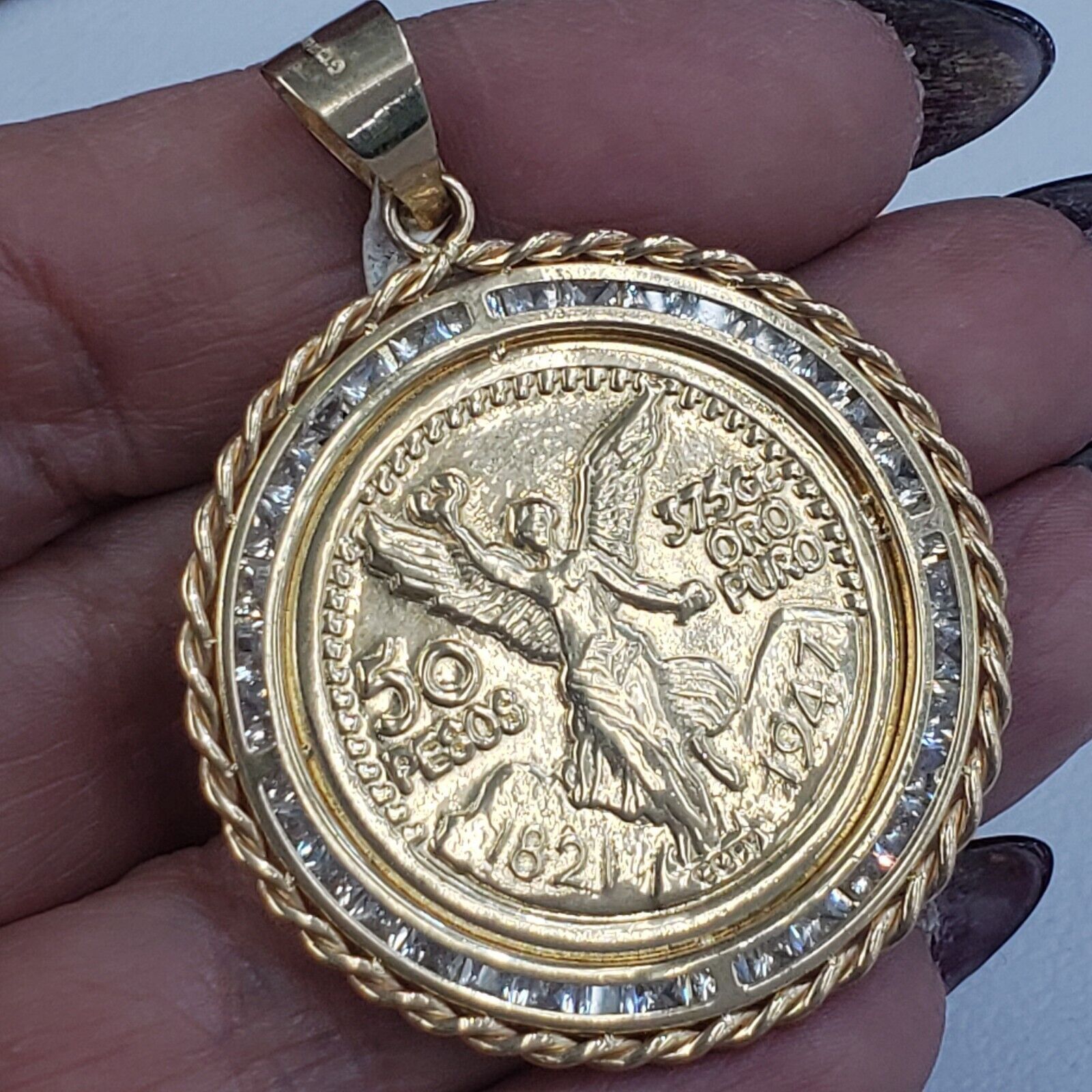 032c 14k solid gold 50 pesos centenario Coin Bezel Frame pendant Size ONE SIZE - 3 Thumbnail