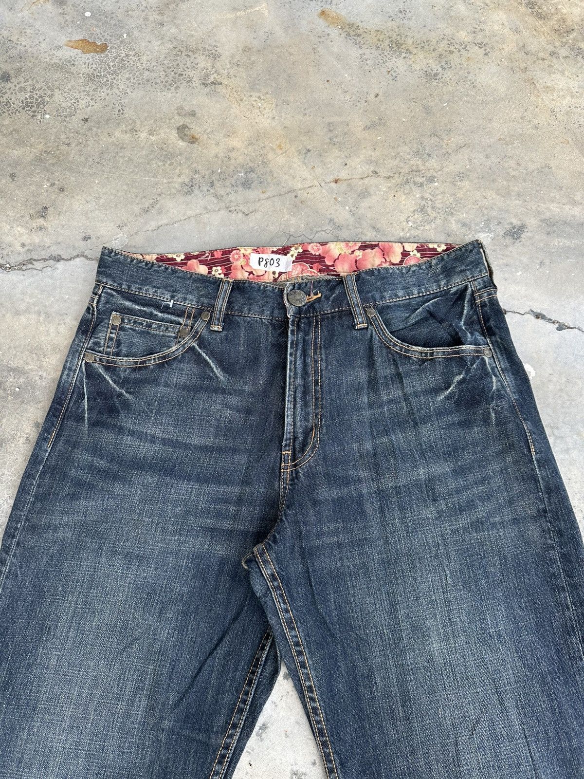 Japanese Brand Vintage Carp Embroidery Sukajan Denim Pant Size US 32 / EU 48 - 4 Thumbnail
