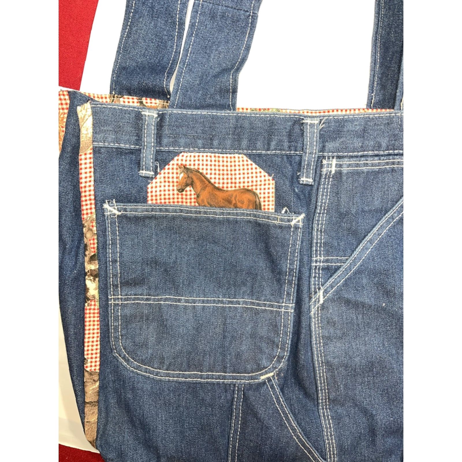 Doublet ROEBUCKS Horse Denim JEANS Tote Bag Purse Shoulder double Handles Pockets Cotton Bag Size 32" / US 10 / IT 46 - 2 Thumbnail