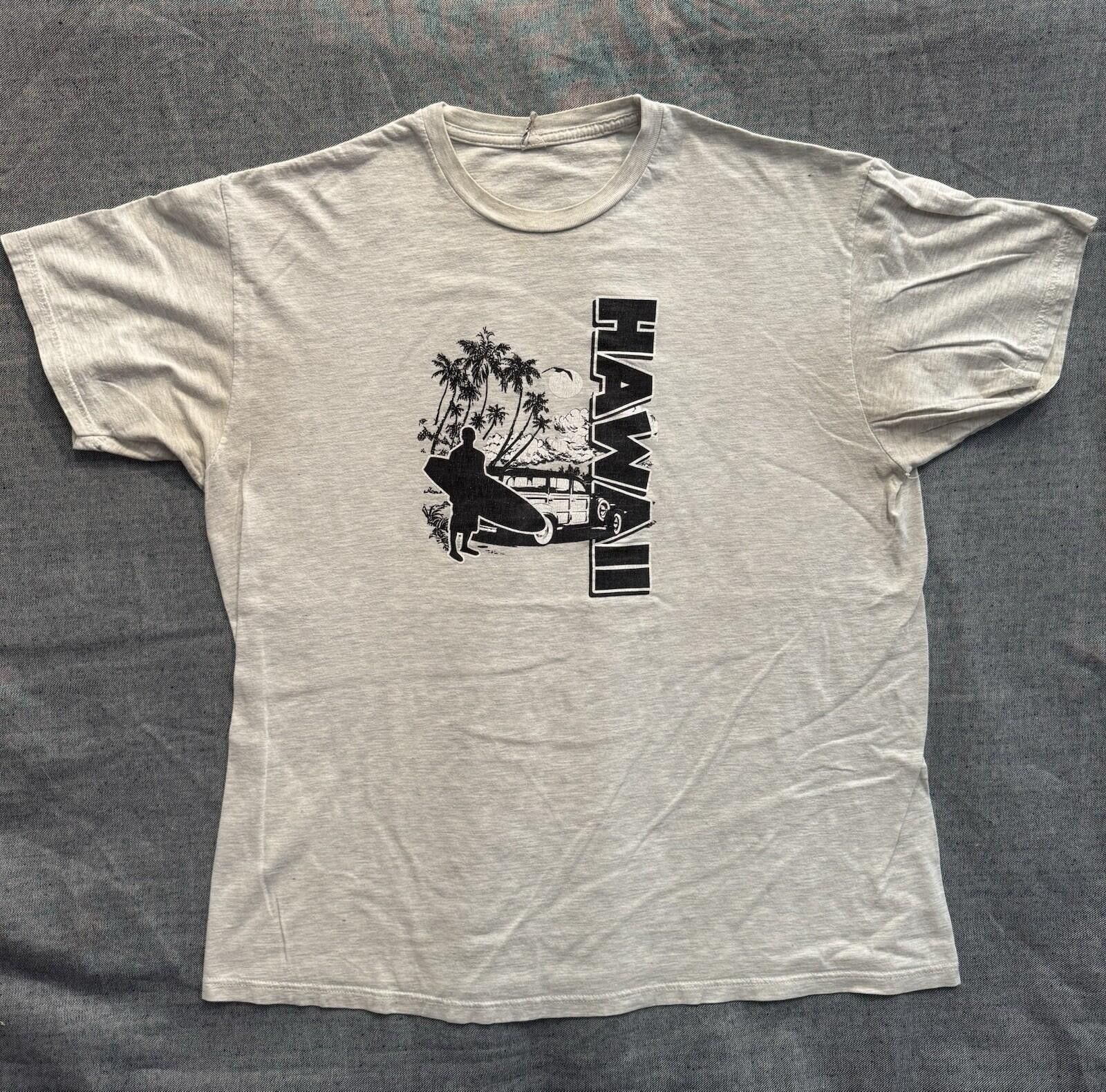 Vintage Vintage 80s 90s Hawaii Surfing Graphic Print XL Gray T-Shirt Size US XL / EU 56 / 4 - 1 Thumbnail