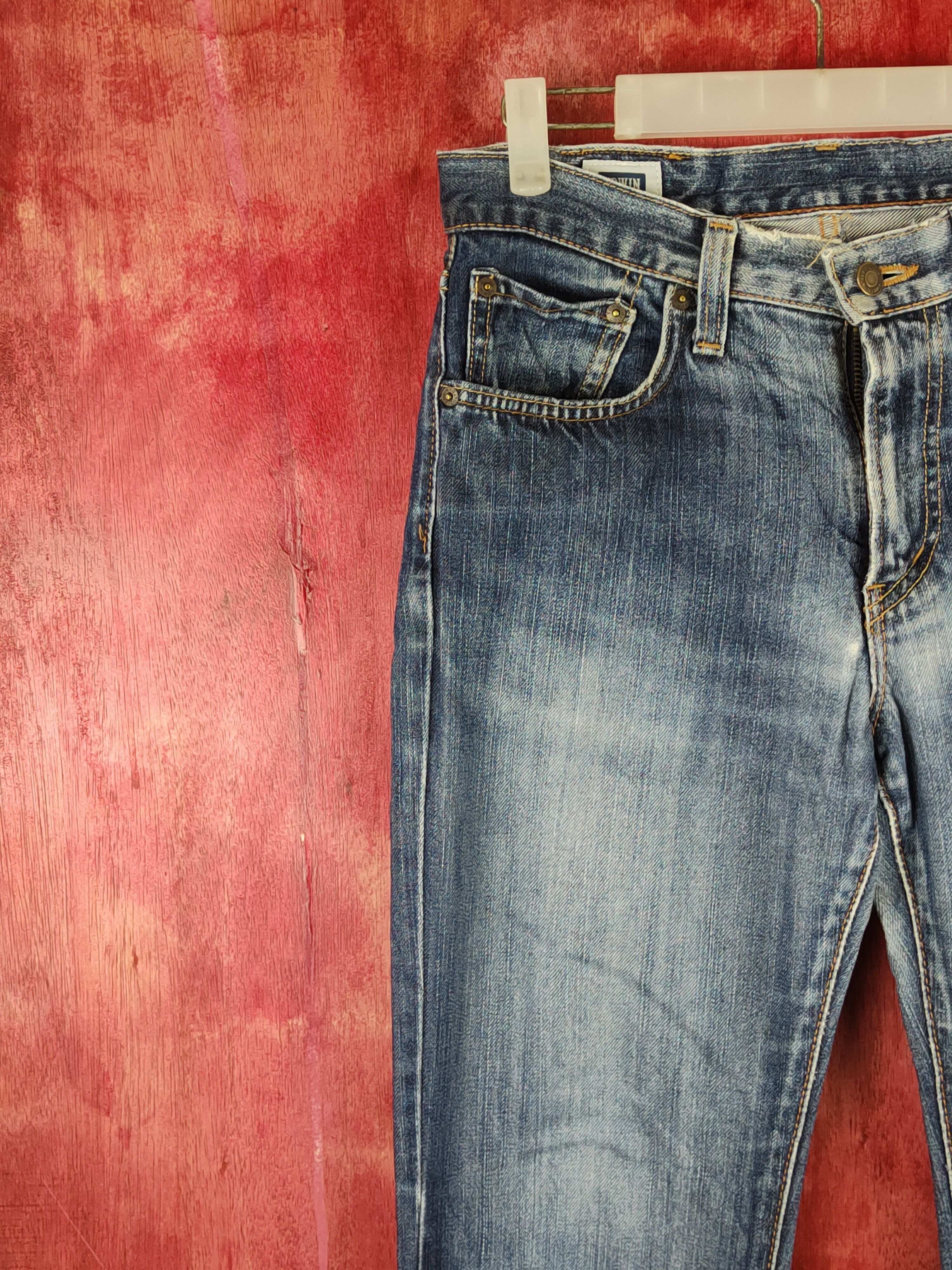 Edwin Edwin Dark Blue Distressed Ripped Jeans #S1646 Size US 29 - 3 Thumbnail
