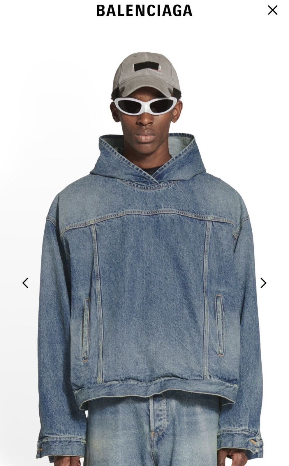 Balenciaga Denim Hoodie Pull-Over Size US S / EU 44-46 / 1 - 4 Thumbnail