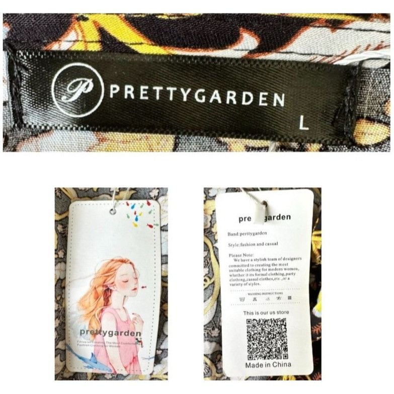 Other NWT Prettygarden Maxi Dress Large Yellow Black Floral Prairi Size L / US 10 / IT 46 - 12 Thumbnail