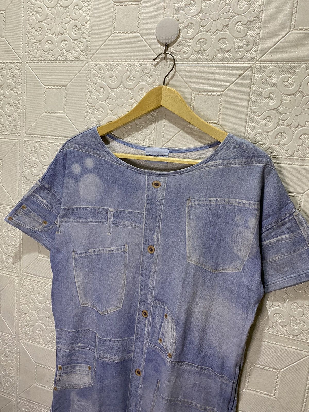 Issey Miyake × Japanese Brand × Tsumori Chisato Tsumori Chisato Room By Issey Miyake Dress DenimPrinted Size M / US 6-8 / IT 42-44 - 2 Thumbnail