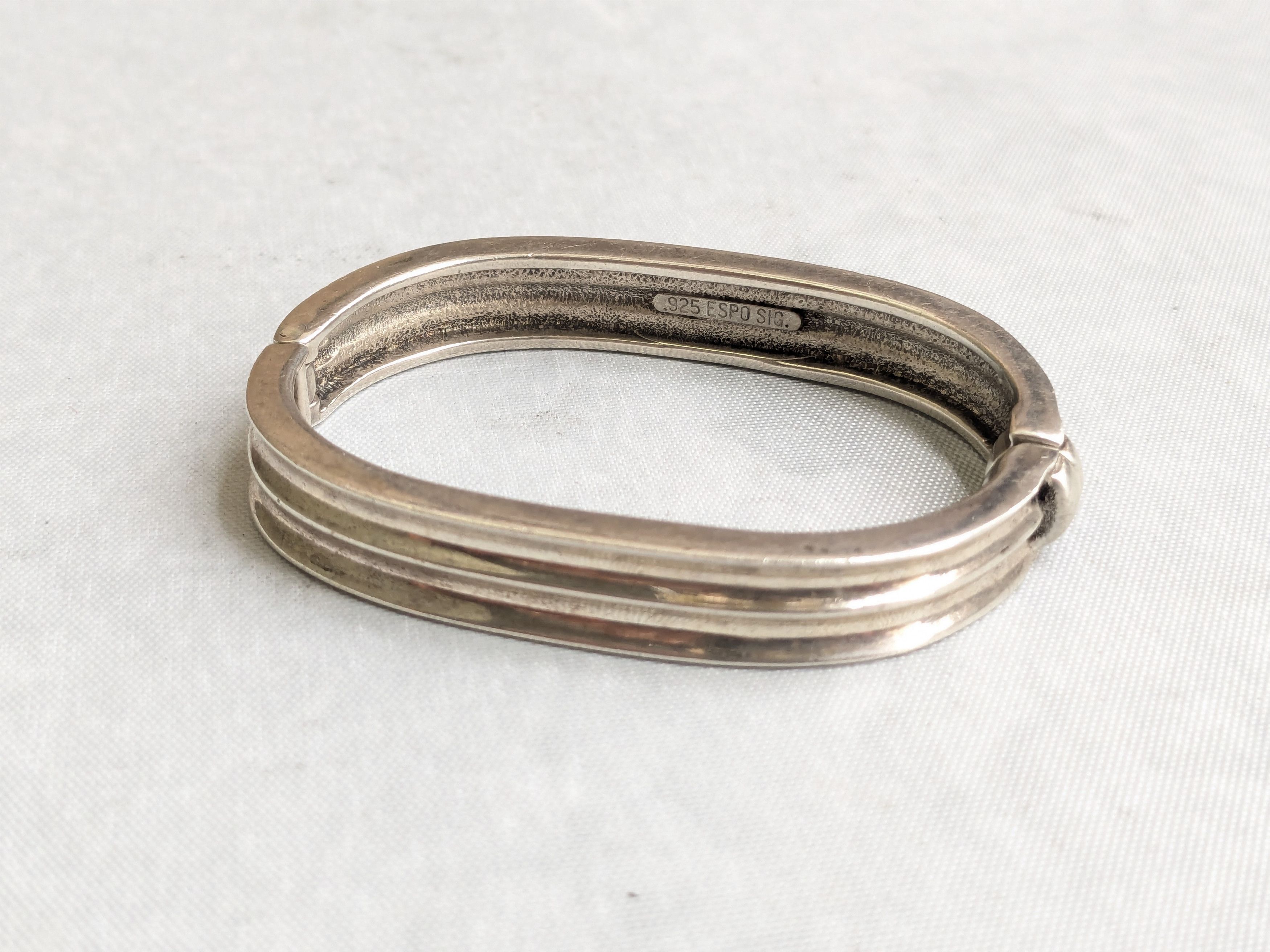 Jewelry Vintage Sterling Silver Bracelet Hinge 6.75" Espo Sig Size ONE SIZE - 4 Thumbnail