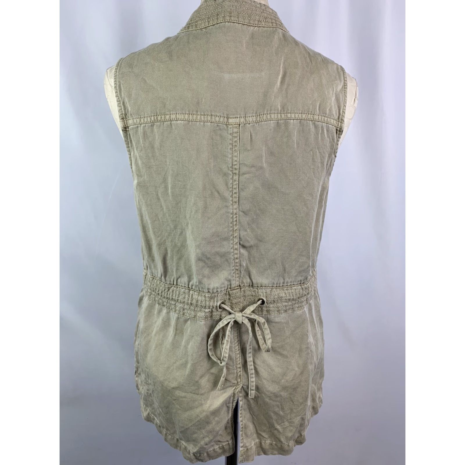 Sanctuary VINTAGE Sanctuary Vest Women's Small Sleeveless Zip Front Cargo Pockets Khaki Tan Linen Blend Beige 65% tencel 35% linen Size S / US 4 / IT 40 - 5 Thumbnail