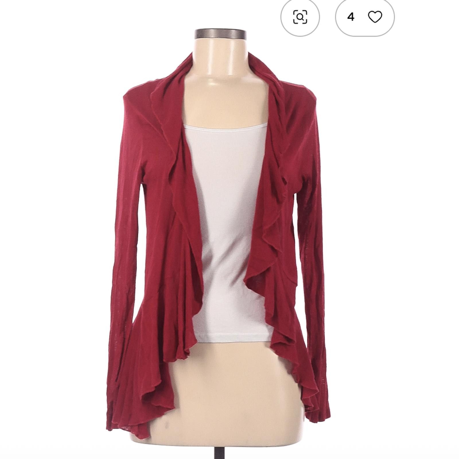 Other Cache Red Ruffle Front Cardigan Size M Size M / US 6-8 / IT 42-44 - 1 Thumbnail