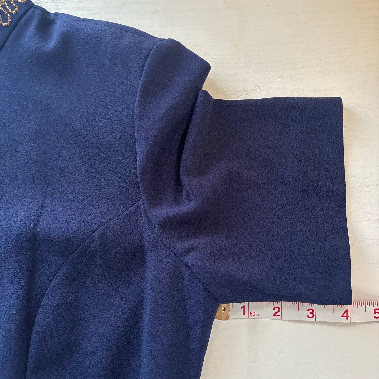 Liz Claiborne Liz Claiborne Blue Mandarin Collar Midi Dress Gold Buttons Size XL / US 12-14 / IT 48-50 - 8 Thumbnail