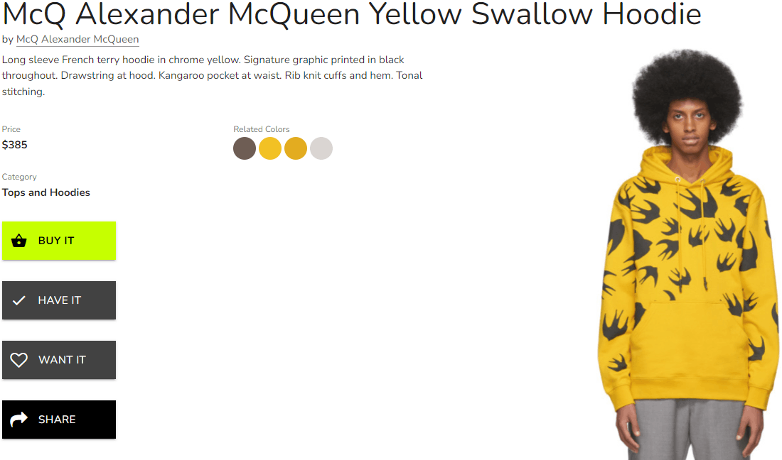 McQ Alexander McQueen ALEXANDER MCQUEEN Bird Graphic Hoodie In Chrome Yellow Size US L / EU 52-54 / 3 - 2 Thumbnail