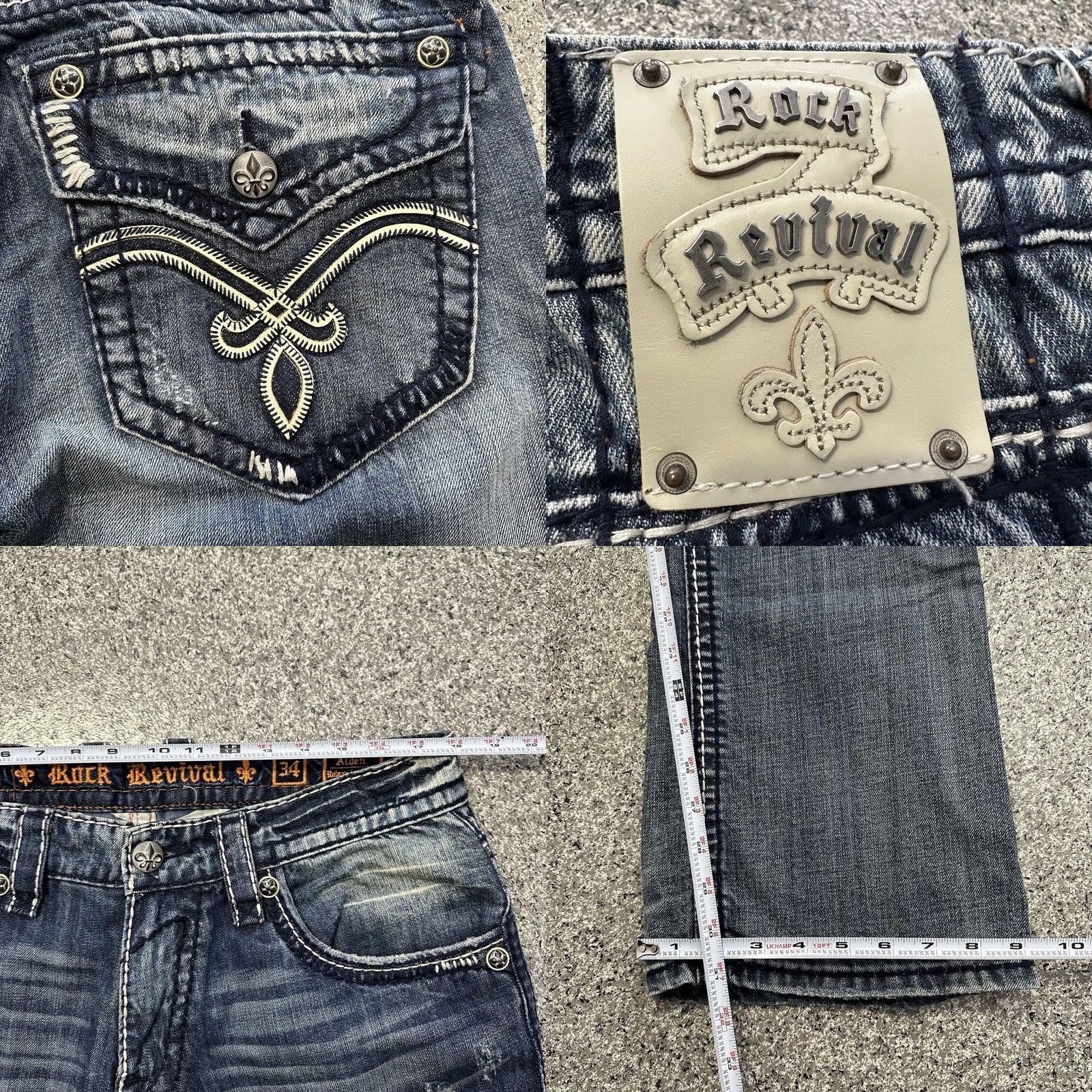 Vintage Nike Rock Revival Jeans Rock Mens 34x31 Aiden Relaxed Straight Denim Blue 5-Pocket Plain Solid 90s Theme Mens Size US 34 / EU 50 - 8 Thumbnail