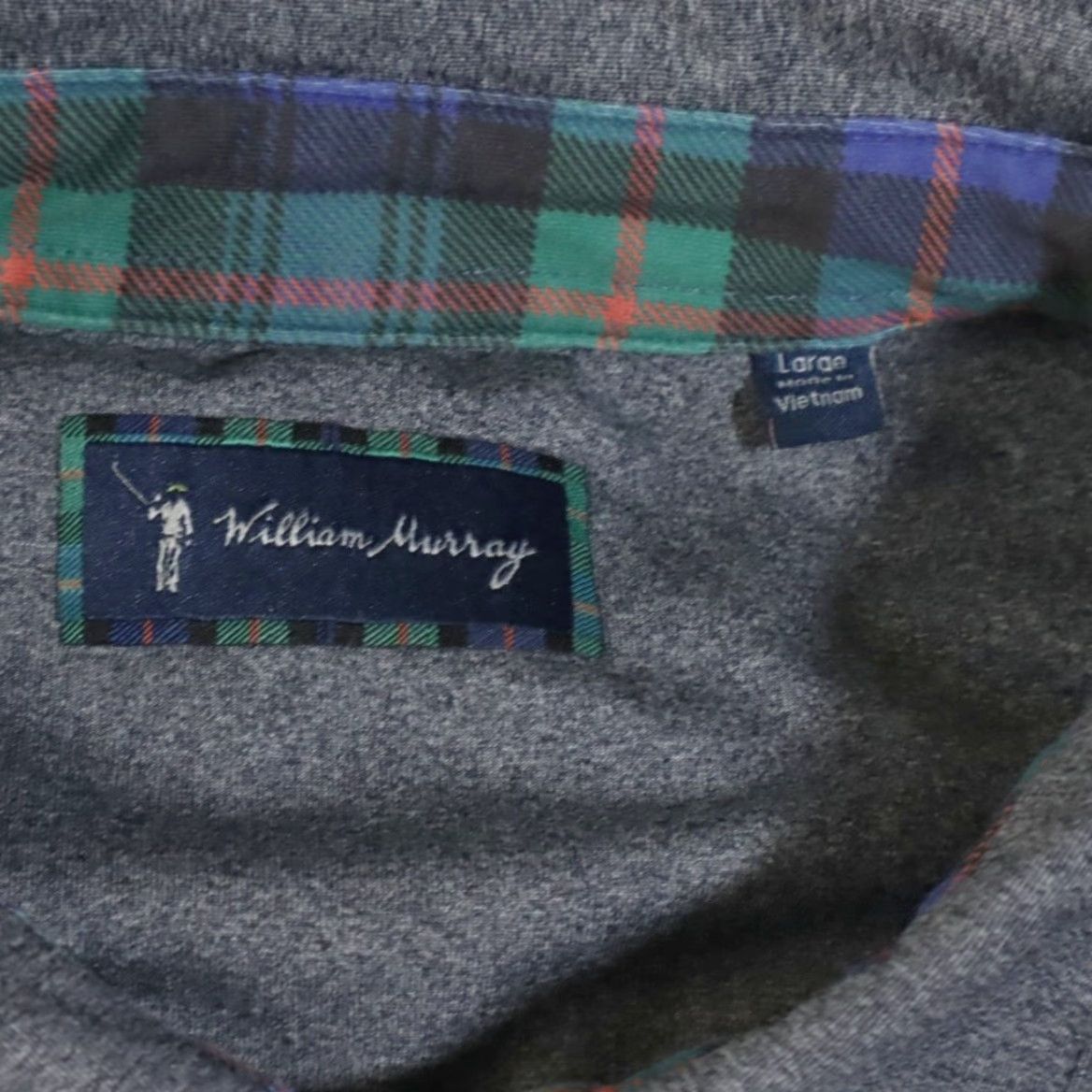 Vintage William Murray Tartan Trim Stretch Solid Polo Shirt Charcoal Men's L Size US L / EU 52-54 / 3 - 5 Thumbnail