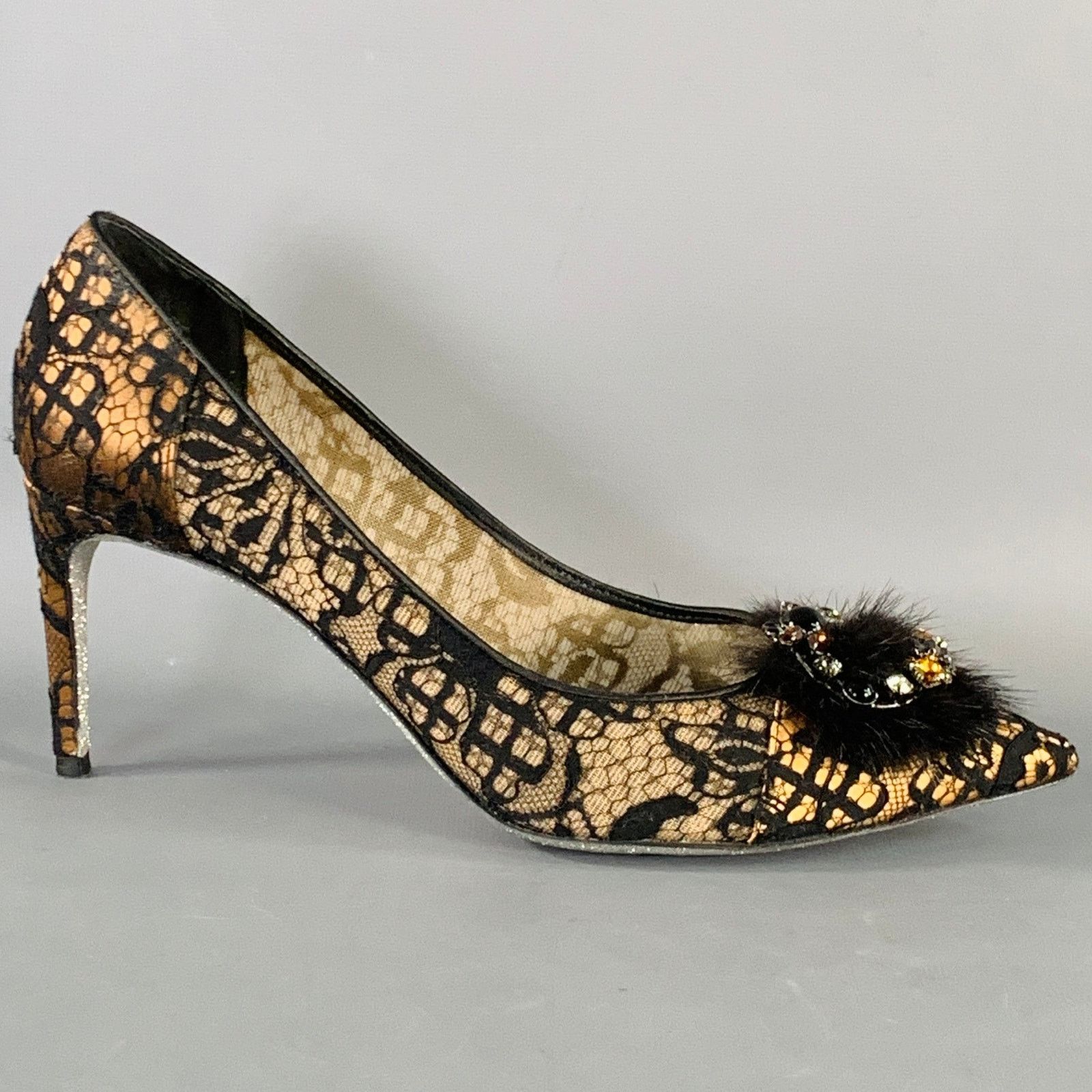 Rene Caovilla RENE CAOVILLA Lace Rhinestones Pointed Toe Stiletto Pumps Size US 10.5 / IT 40.5 - 2 Thumbnail