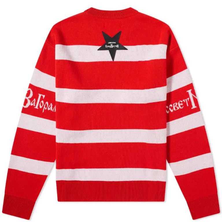 PACCBET o1mle0724 Striped Crewneck Jumper in Red & White Size US M / EU 48-50 / 2 - 2 Thumbnail